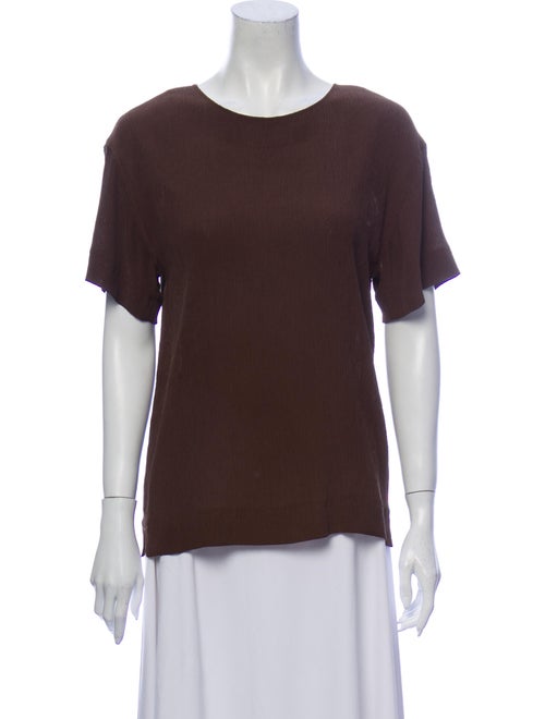 Jean Muir Silk Scoop Neck T-Shirt Brown