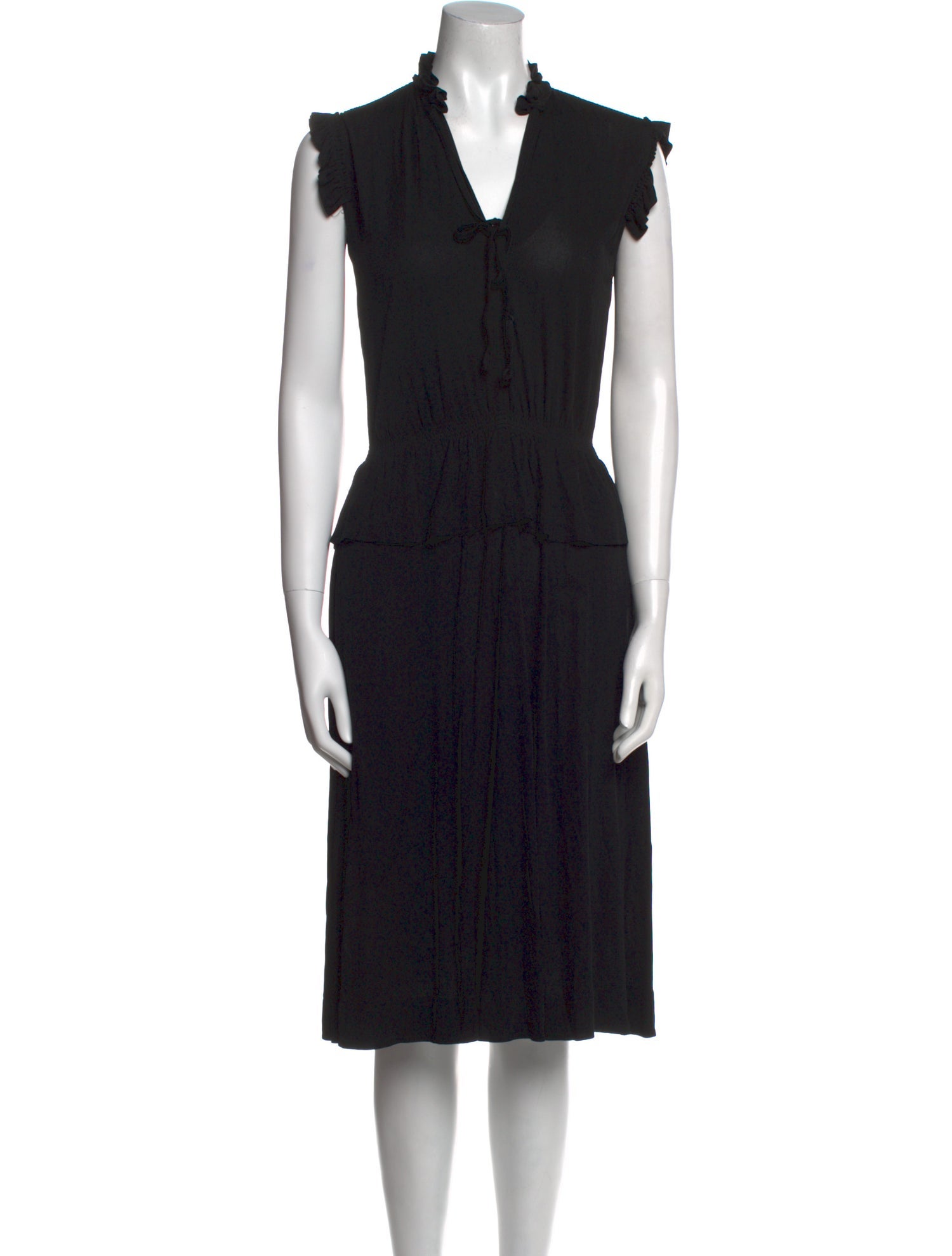 Jean Muir V-Neck Knee-Length Dress