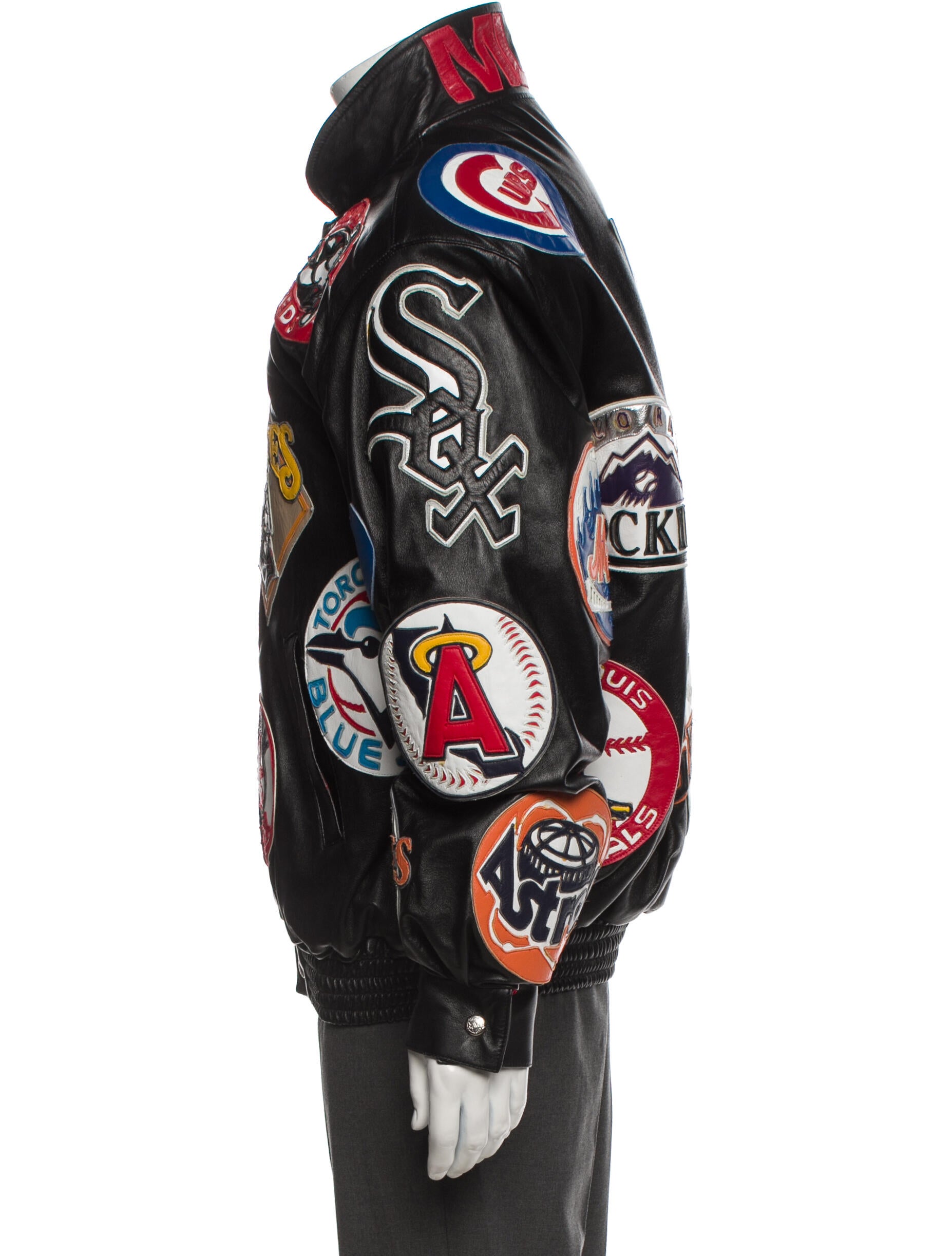 ハミルトンベイジャケット Jeff Hamilton Vintage MLB Patchwork Leather Moto Jacket