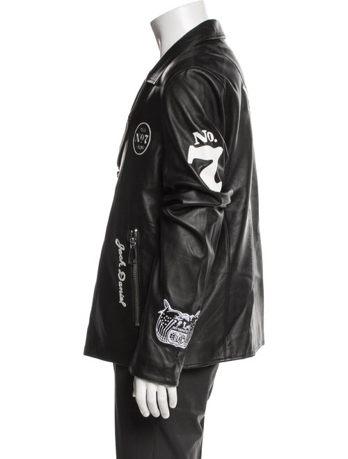 Jeff Hamilton Leather Graphic Print Moto Jacket