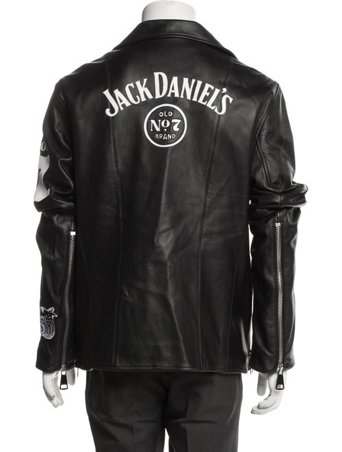 Jeff Hamilton Leather Graphic Print Moto Jacket