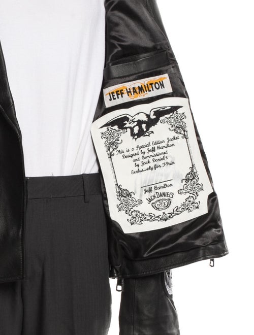 Jeff Hamilton Leather Graphic Print Moto Jacket