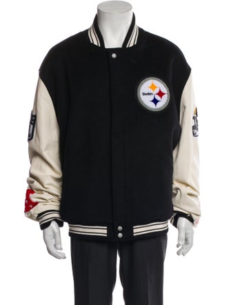 Jeff Hamilton Wool Graphic Print Varsity Jacket