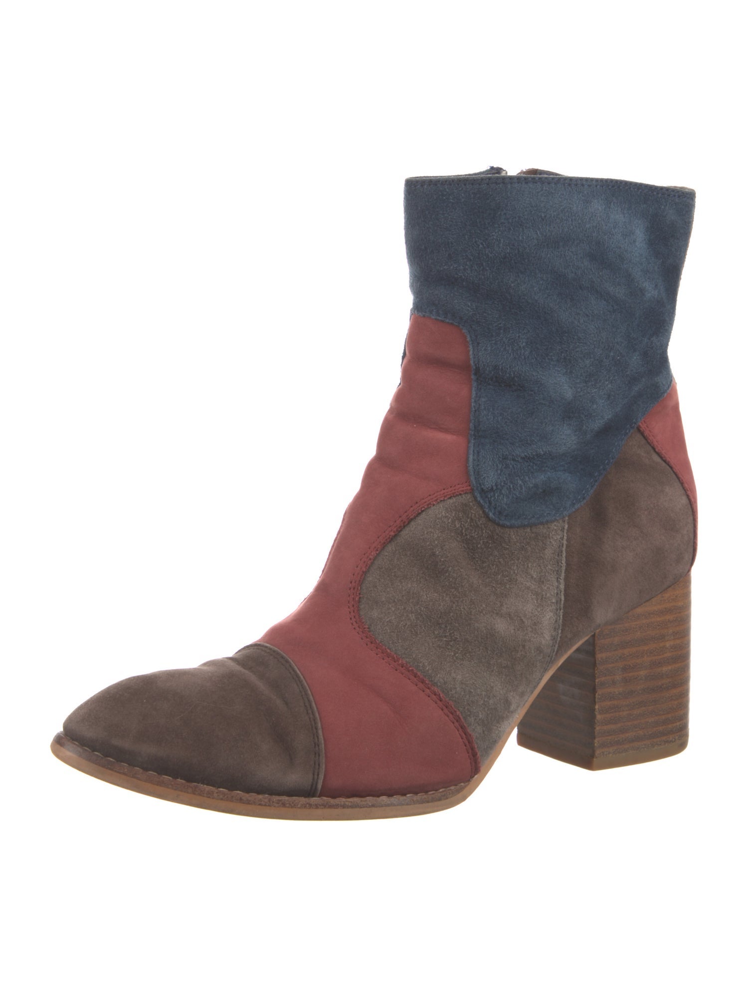 Jeffrey Campbell Suede Colorblock Pattern Sock Boots