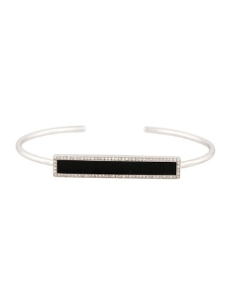 Jennifer Meyer 18K Onyx & Diamond Bar Cuff Bracelet