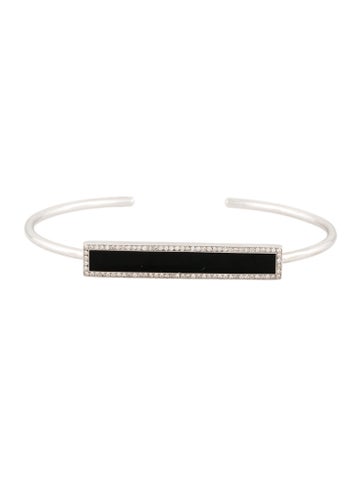 Jennifer Meyer Cuff 18K Onyx & Diamond Bar Bracelet