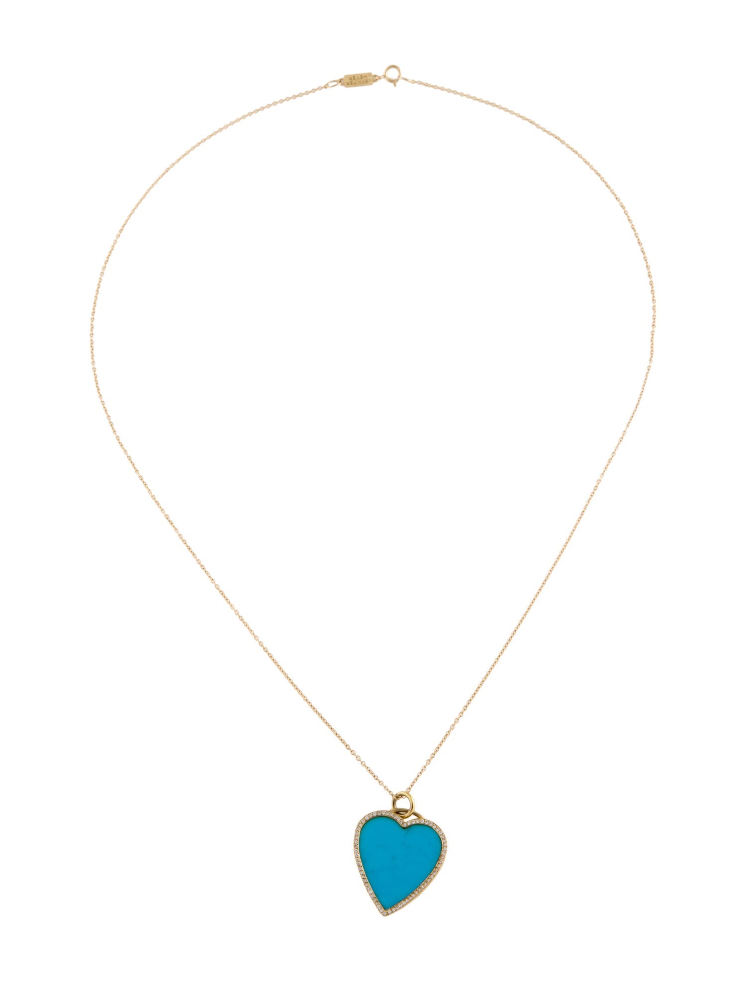 Jennifer Meyer Composite Turquoise & Diamond Heart Pendant Necklace