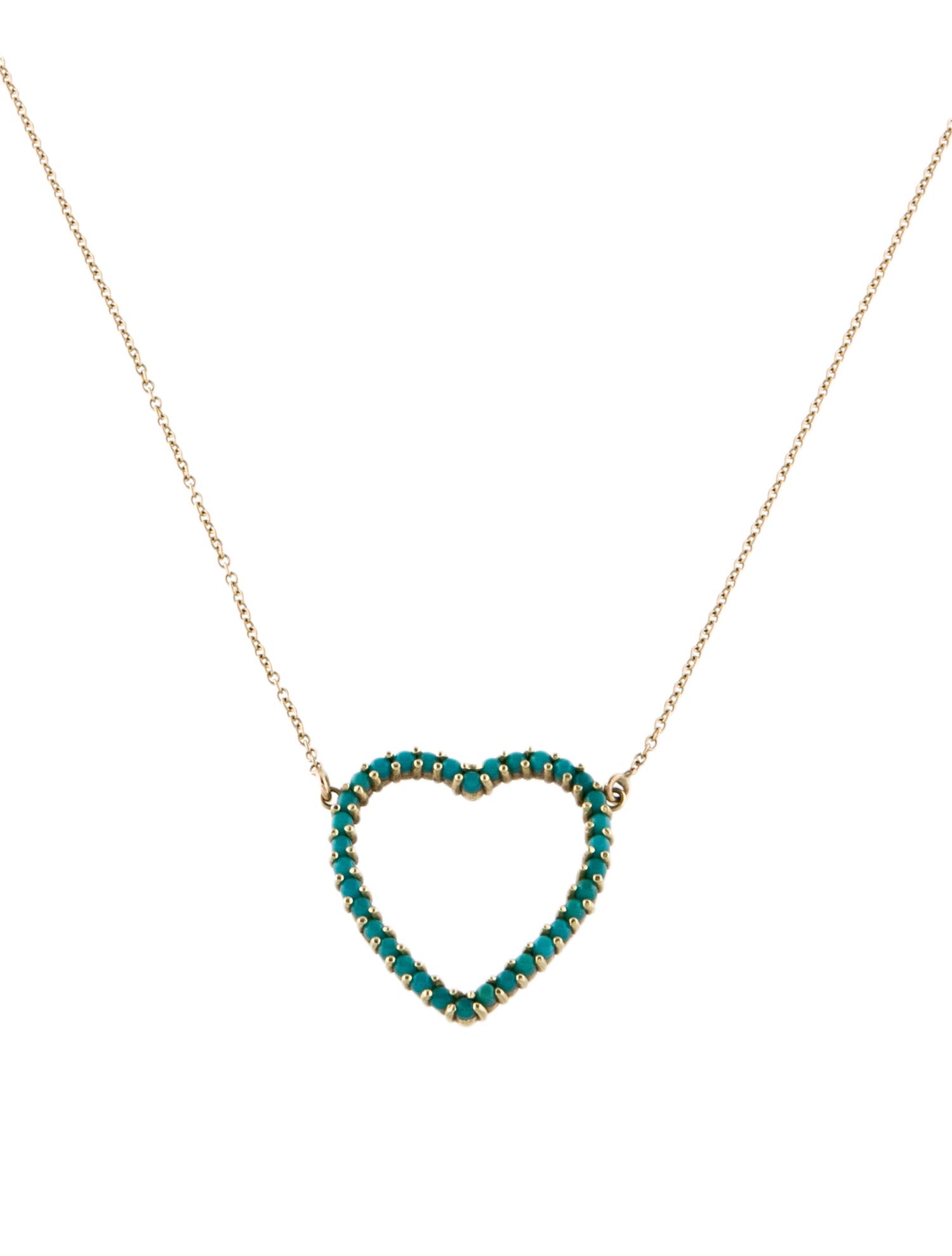 Jennifer Meyer 18K Turquoise Open Heart Pendant Necklace
