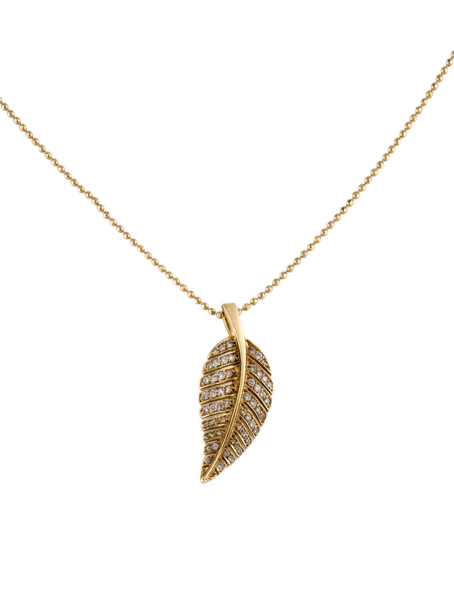 Jennifer Meyer 14K Diamond Leaf Necklace