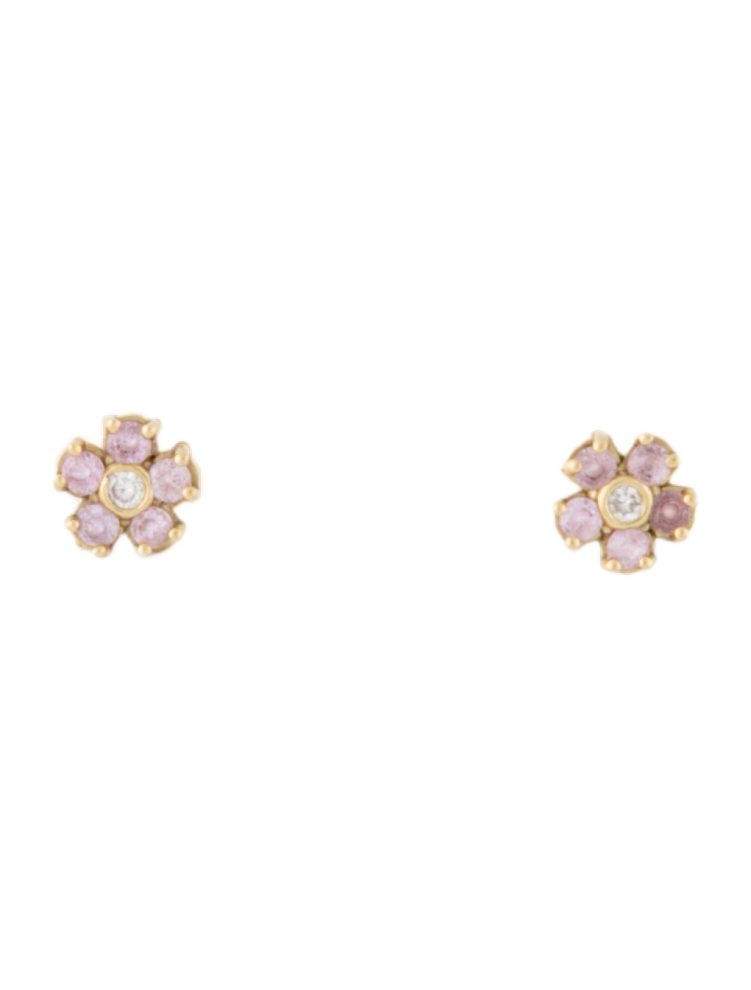Jennifer Meyer 14K Pink Sapphire & Diamond Cluster Stud Earrings