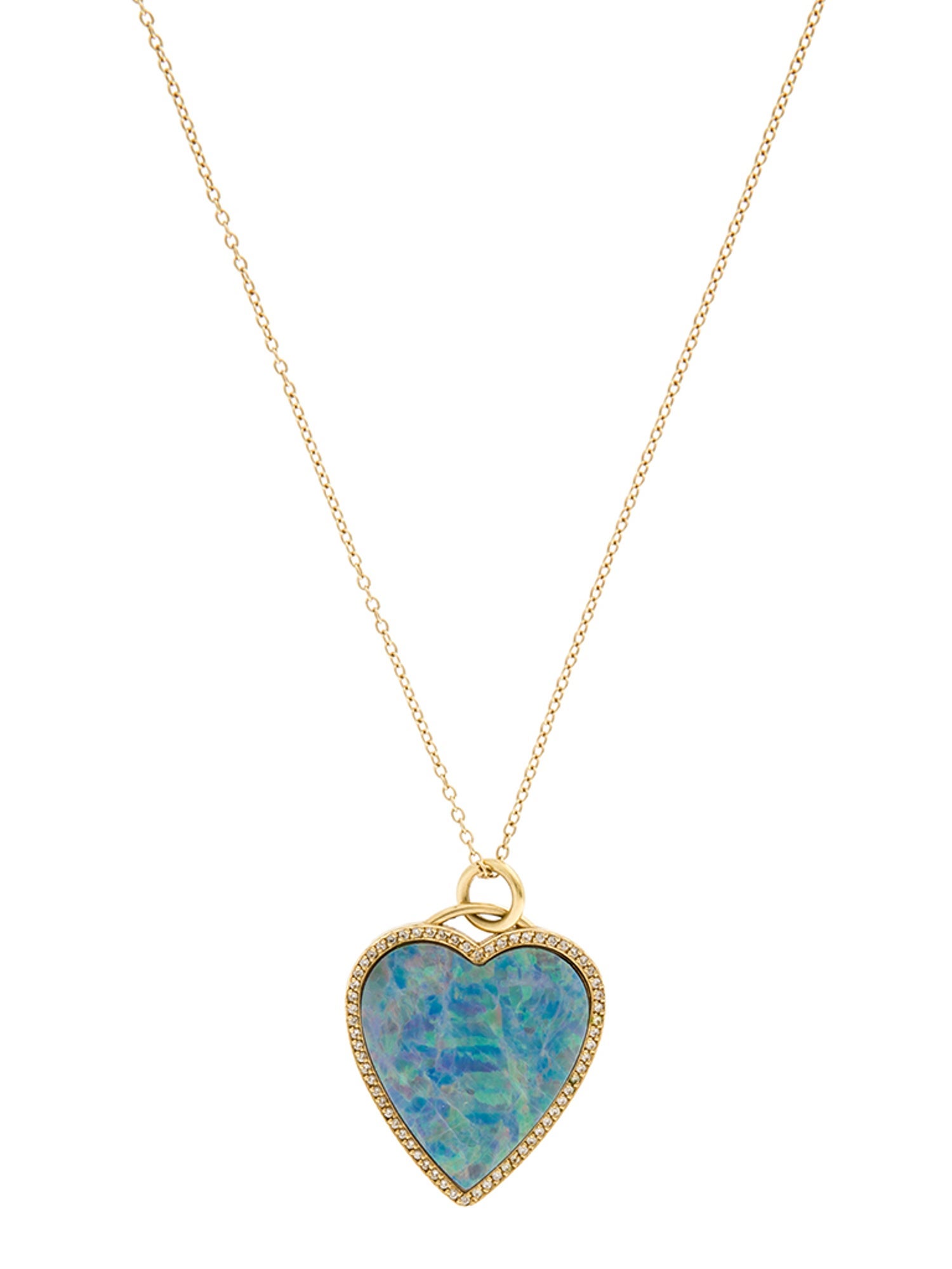 Jennifer Meyer Opal & Diamond Heart Inlay Necklace