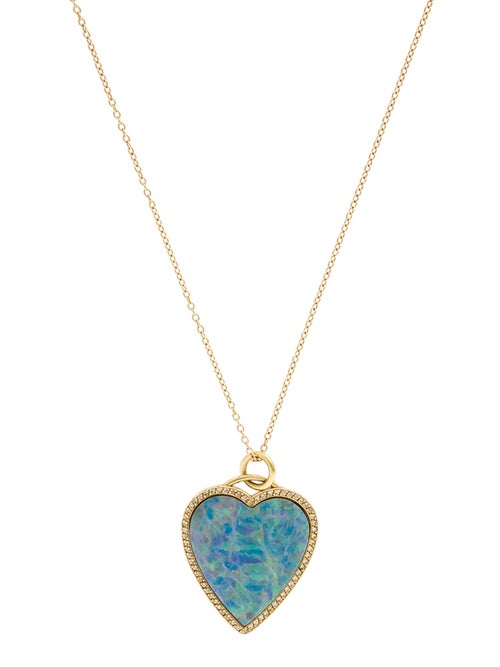 Jennifer Meyer Opal & Diamond Heart Inlay Necklace