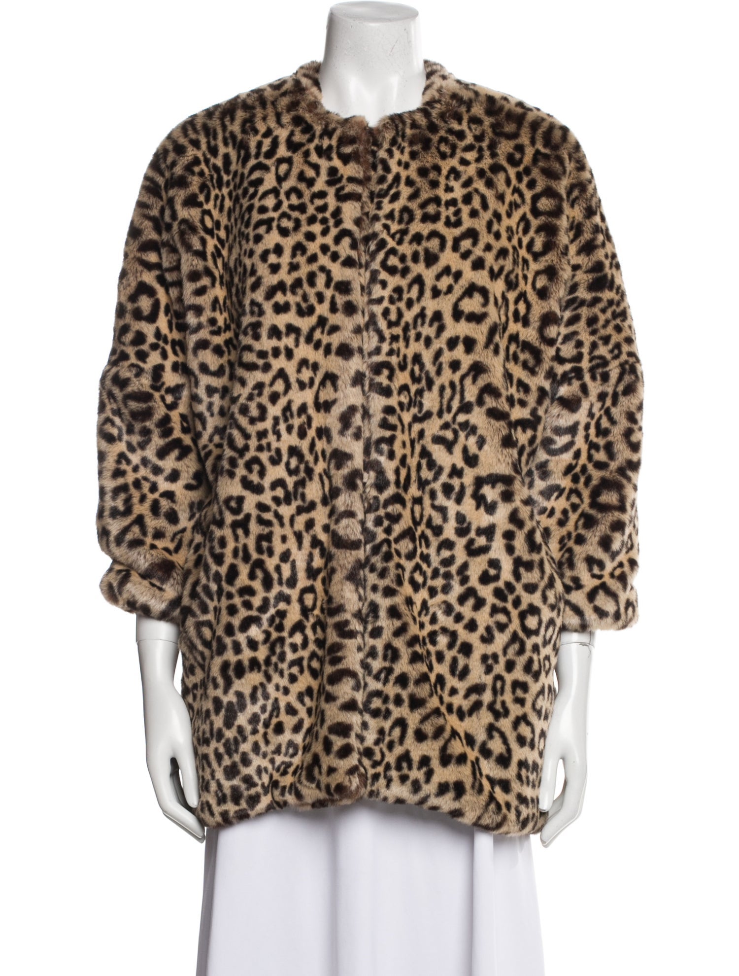 Jennifer Meyer Faux Fur Animal Print Faux Fur Jacket