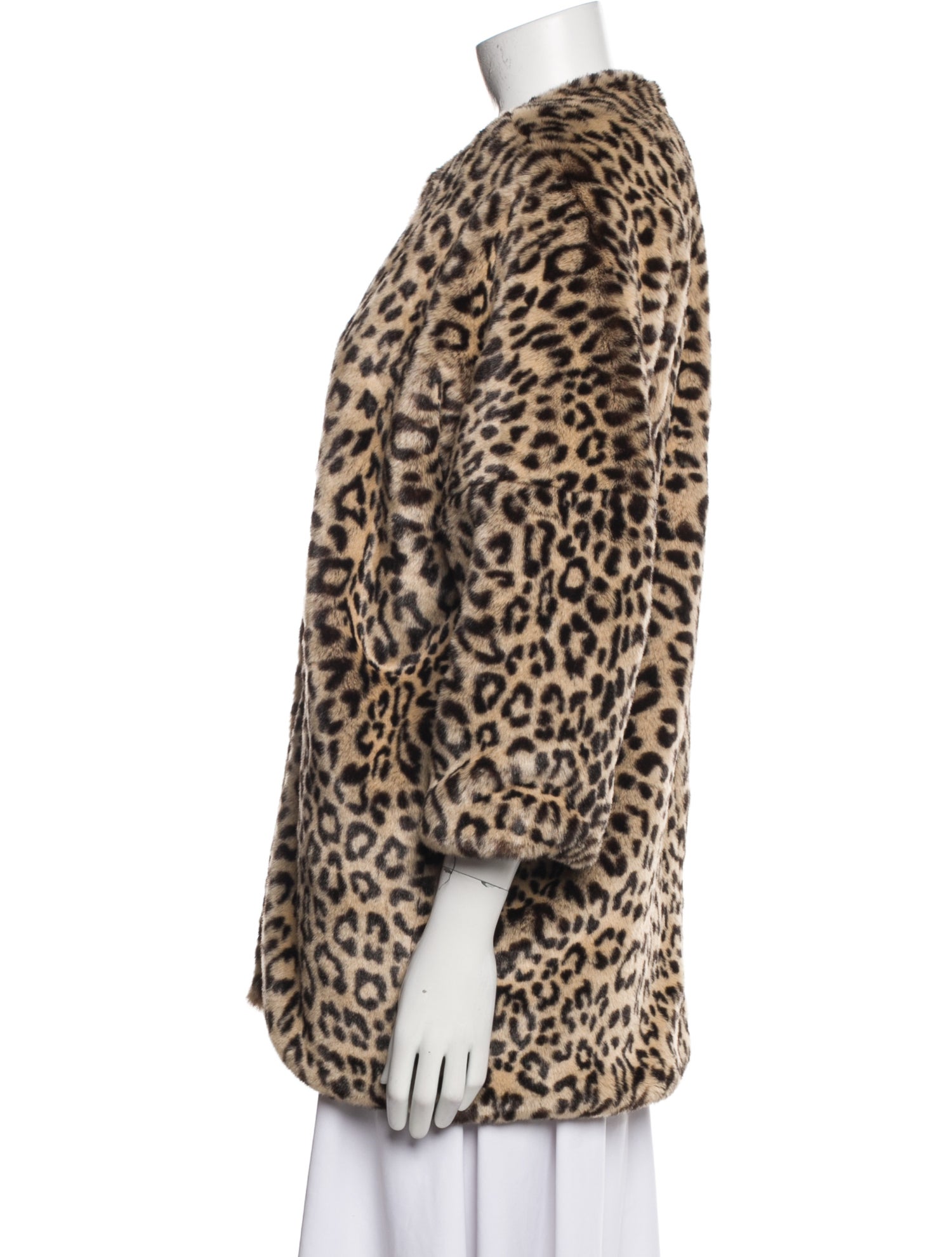 Jennifer Meyer Faux Fur Animal Print Faux Fur Jacket