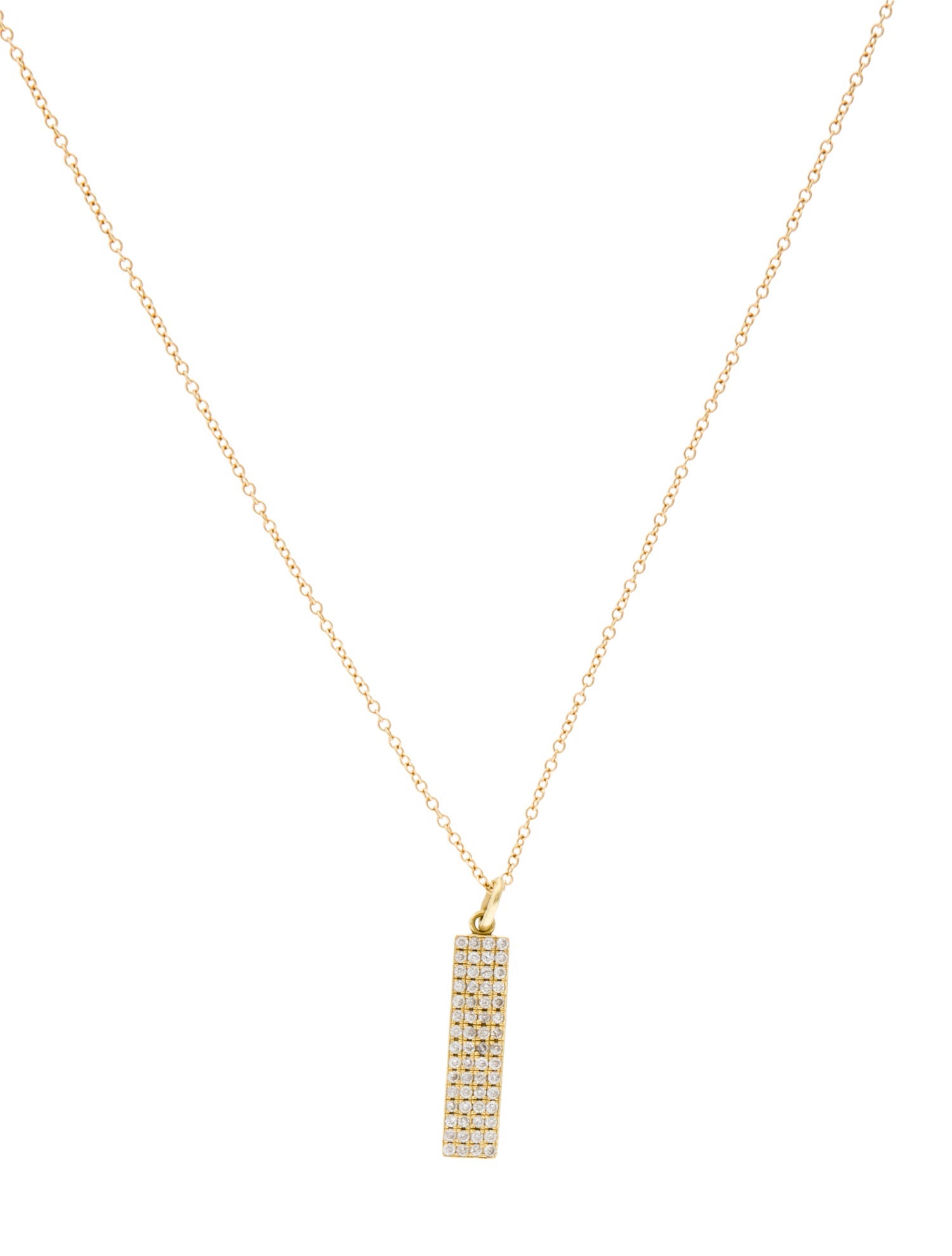 Jennifer Meyer 18K Diamond Bar Pendant Necklace