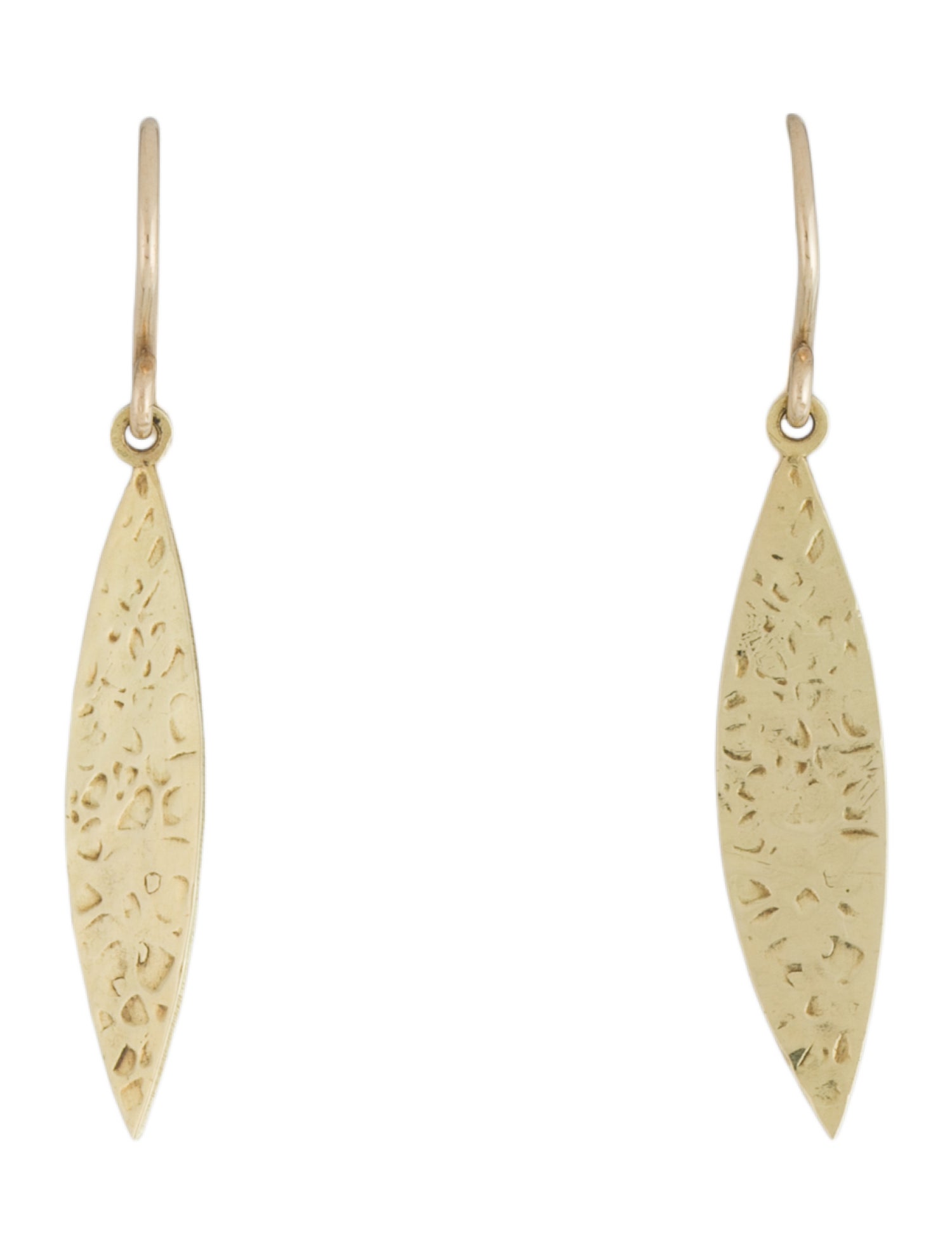 Jennifer Meyer 18K Hammered 1 Marquise Drop Earrings