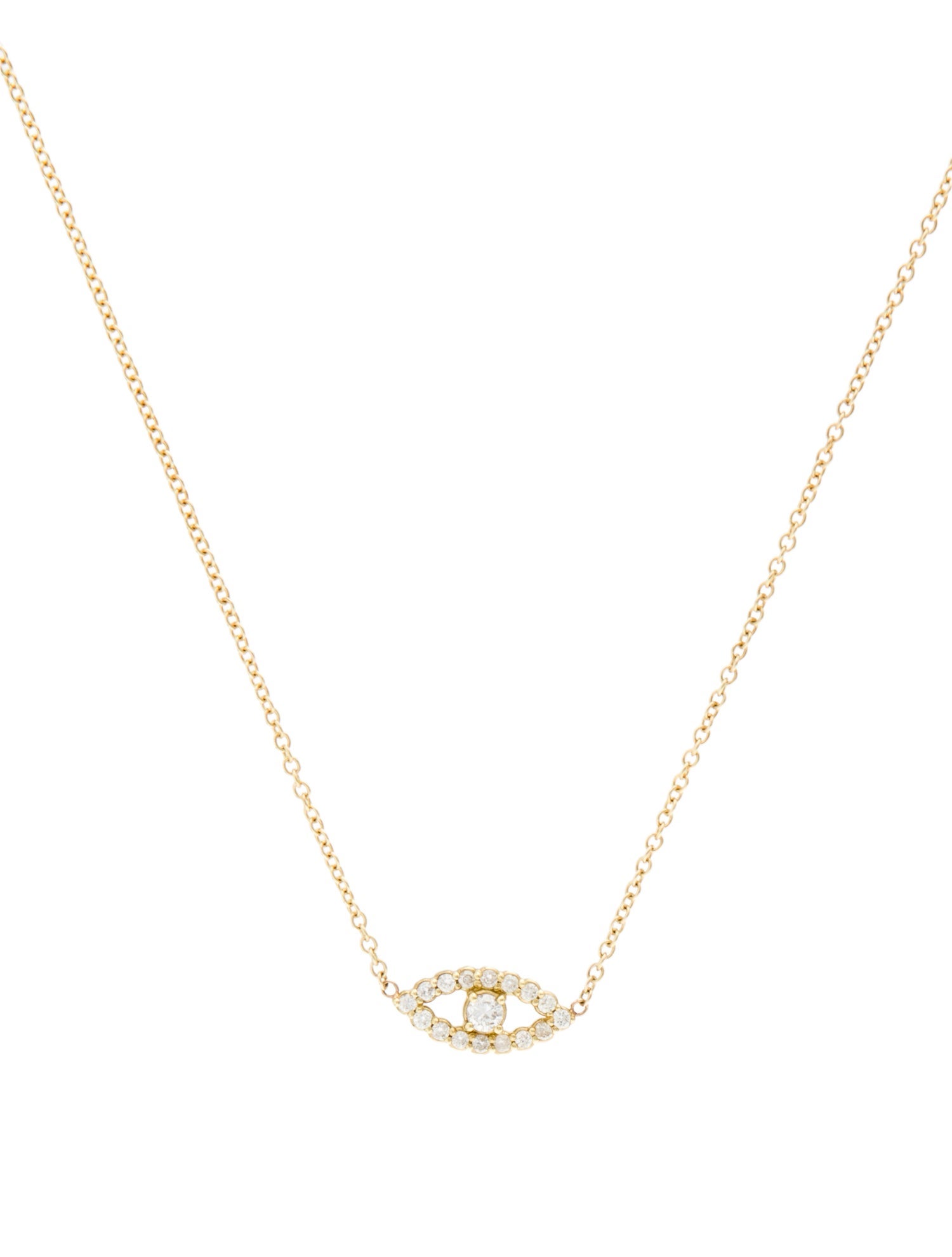 Jennifer Meyer Diamond Mini Evil Eye Pendant Necklace