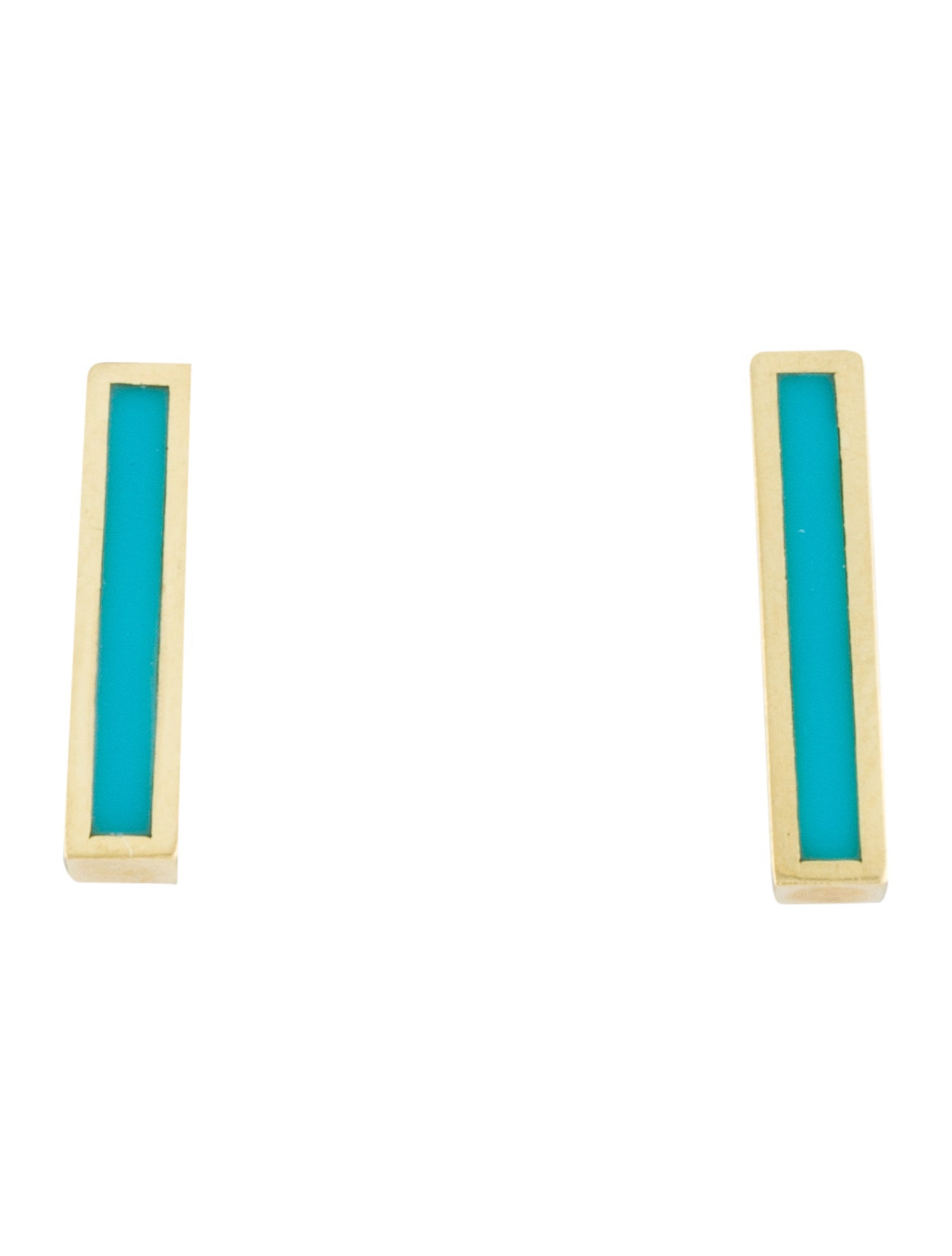 Jennifer Meyer 18K Turquoise Inlay Bar Stud Earrings