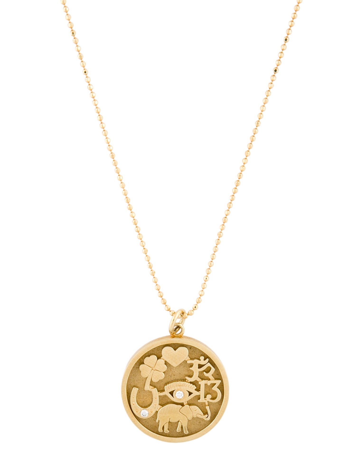 Jennifer Meyer Diamond Good Luck Pendant Necklace