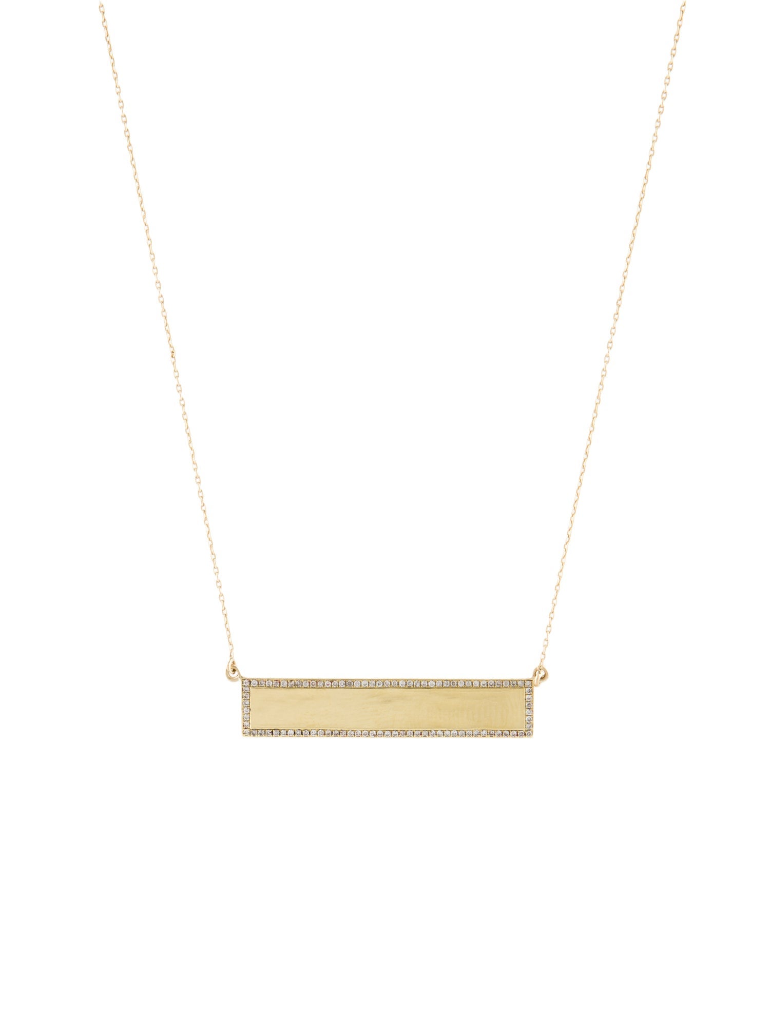 Jennifer Meyer 14K Diamond Nameplate Pendant Necklace