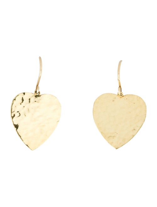 Jennifer Meyer 18K Hammered Heart Drop Earrings