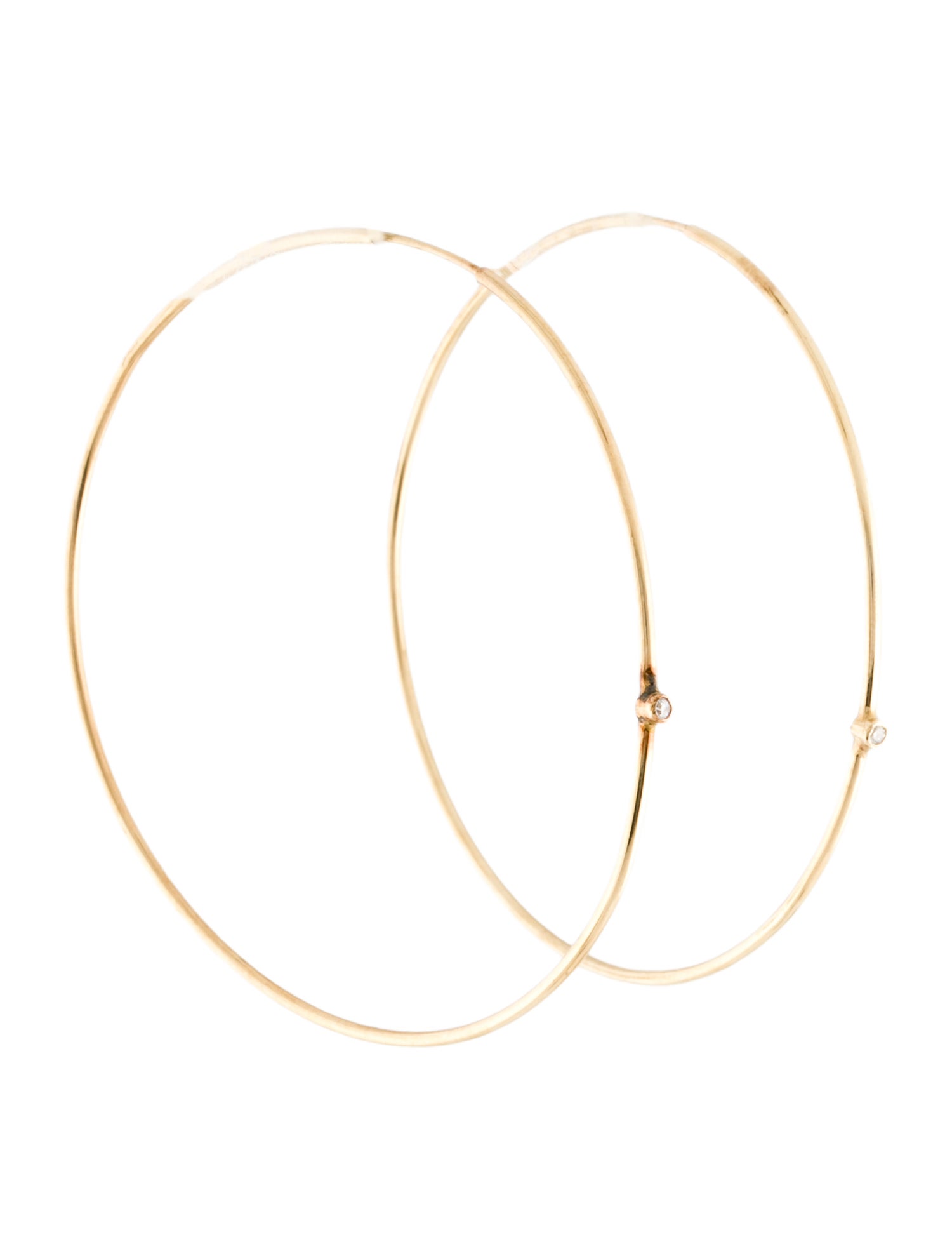 Jennifer Meyer 14K Diamond Large Thin Hoop Earrings