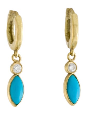 Jennifer Meyer 18K Turquoise & Diamond Drop Earrings