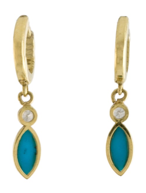 Jennifer Meyer 18K Turquoise & Diamond Drop Earrings