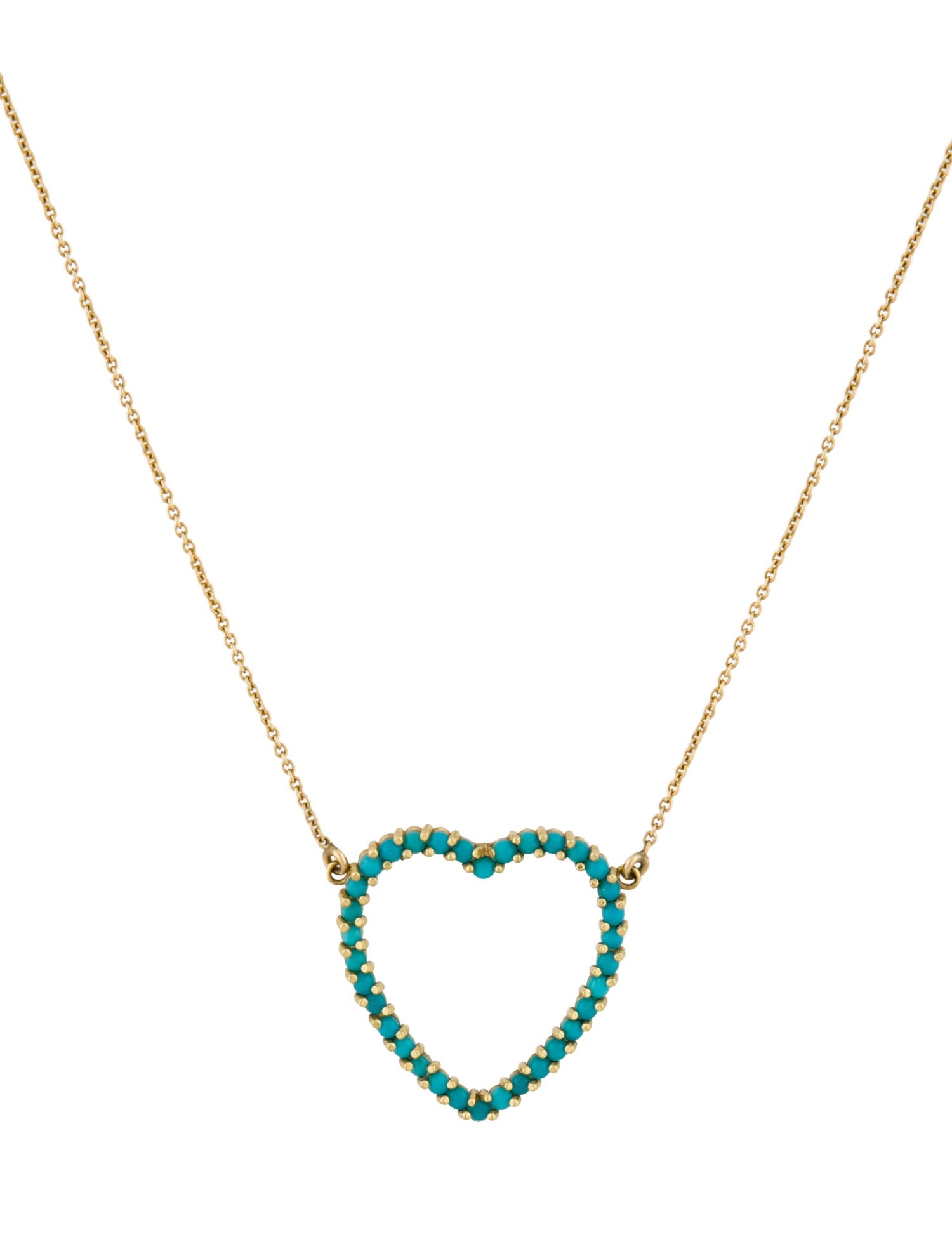 Jennifer Meyer 18K Turquoise Heart Pendant Necklace