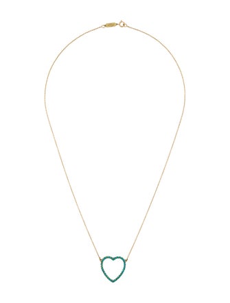 Jennifer Meyer 18K Turquoise Heart Pendant Necklace