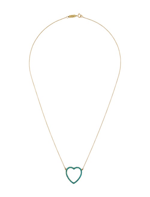 Jennifer Meyer 18K Turquoise Heart Pendant Necklace