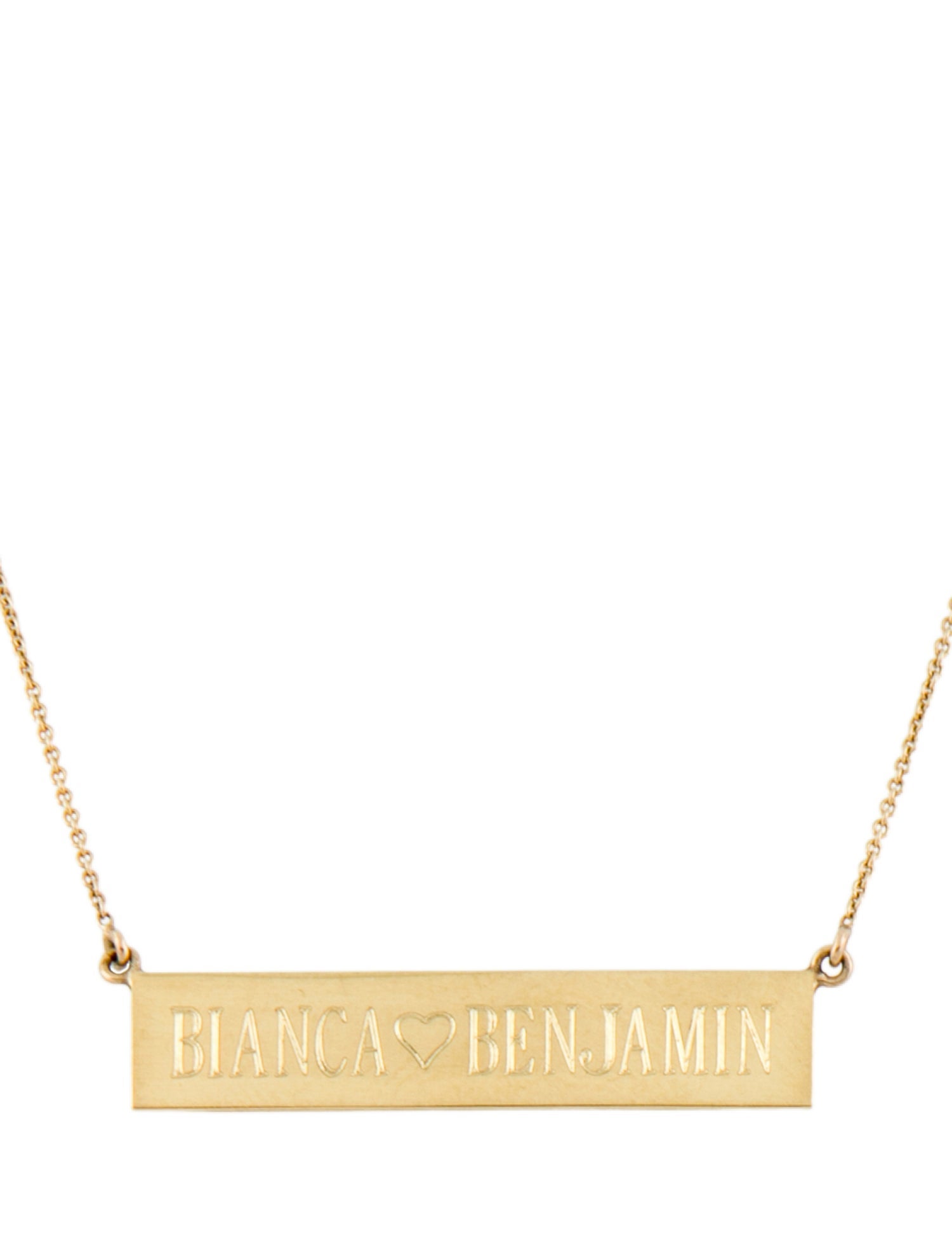 Jennifer Meyer Yellow Gold Name Plate Necklace