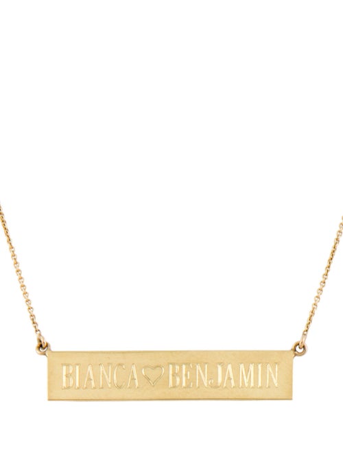 Jennifer Meyer Yellow Gold Name Plate Necklace