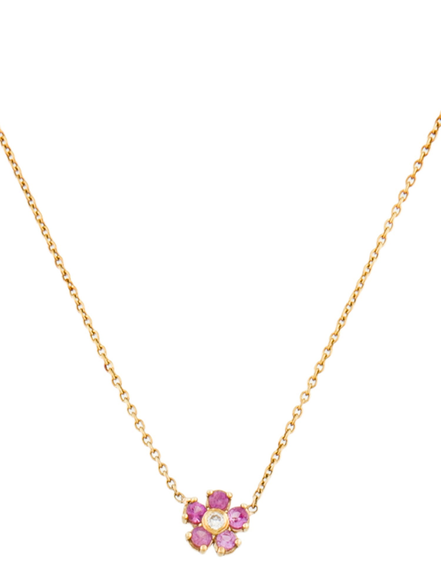 Jennifer Meyer 14K Sapphire & Diamond Flower Pendant Necklace