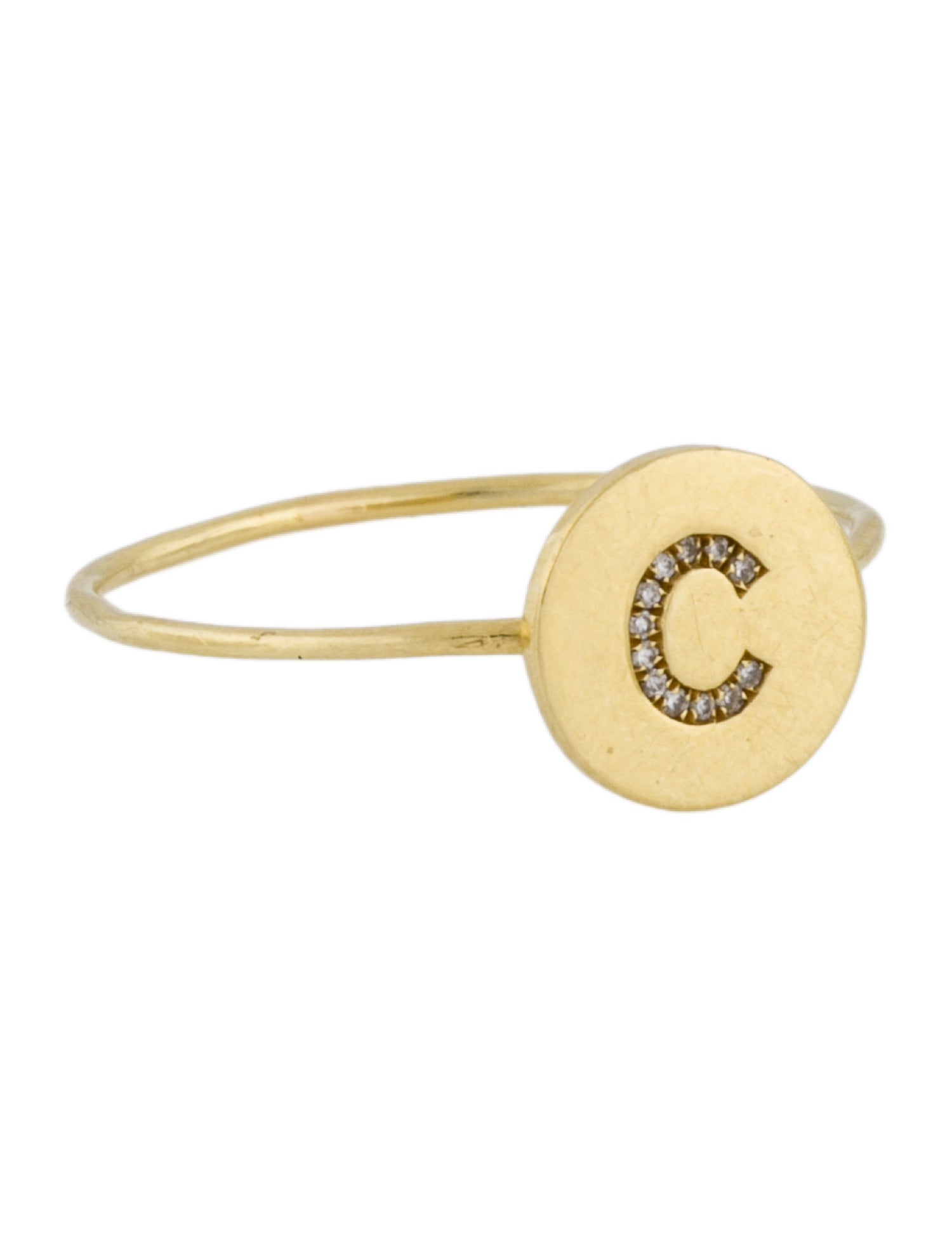 Jennifer Meyer 18K Diamond Mini Initial 'C' Disc Ring