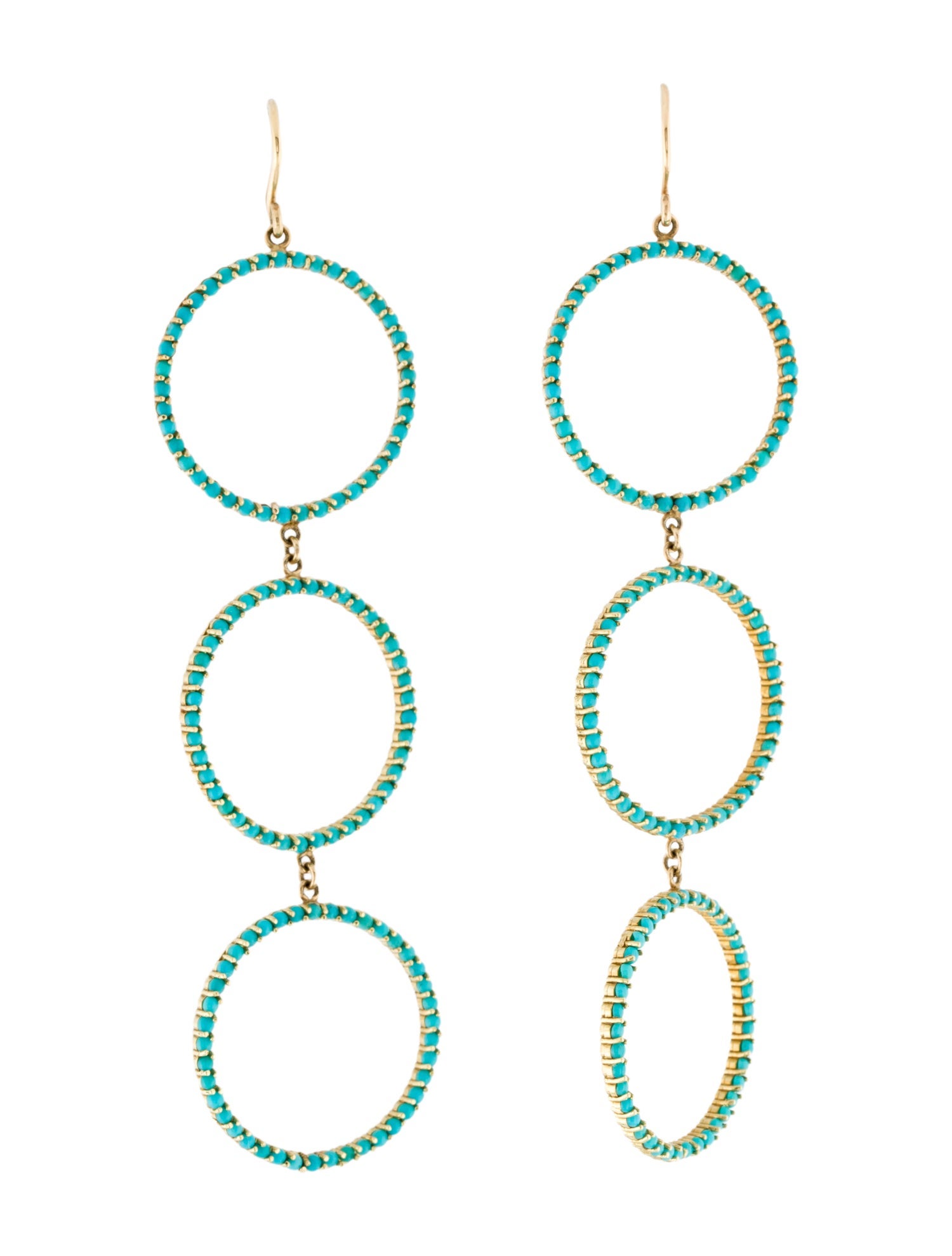 Jennifer Meyer 18K Turquoise Open Circle Drop Earrings