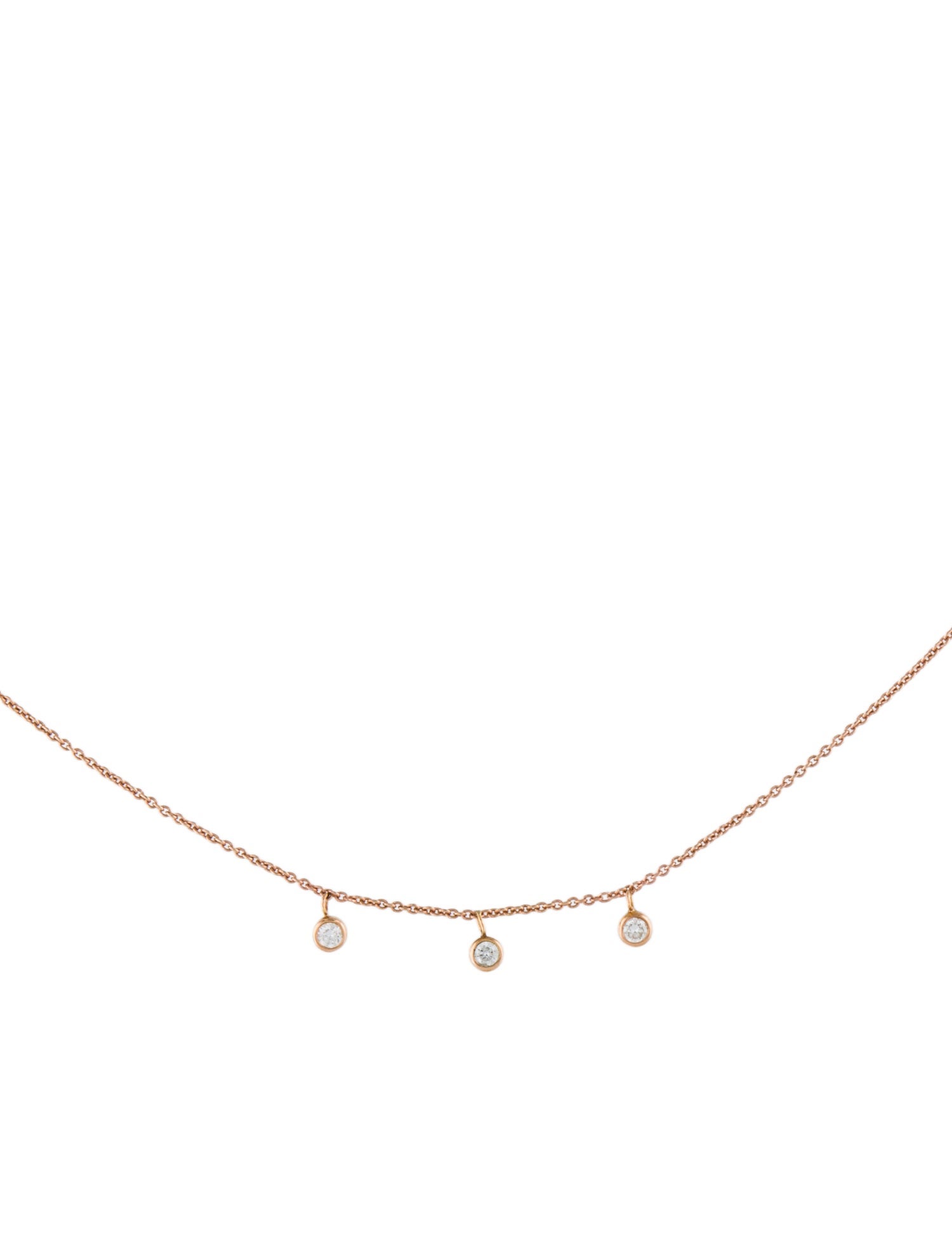 Jennifer Meyer 14K 3 Mini Diamond Bezel Dangle Necklace