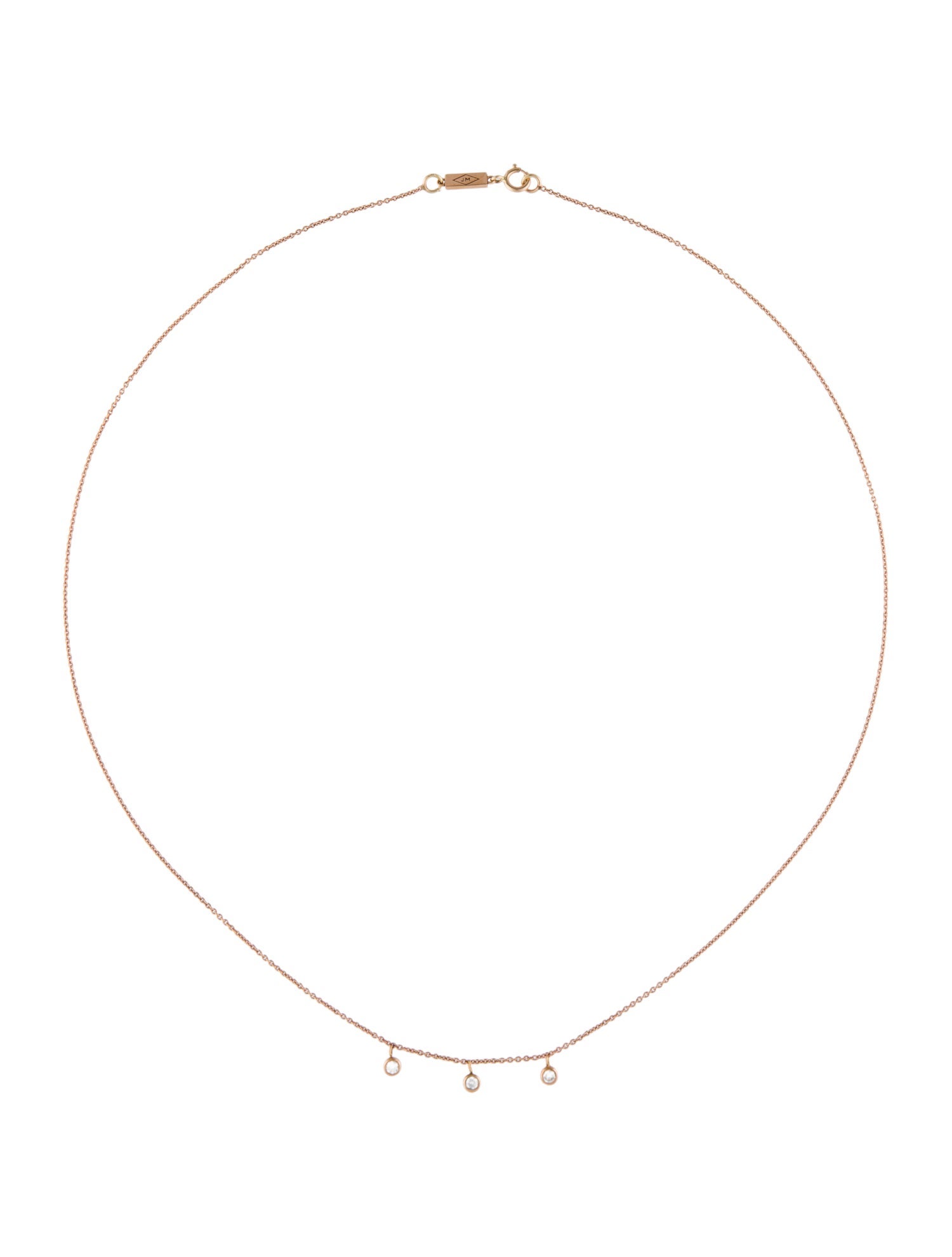 Jennifer Meyer 14K 3 Mini Diamond Bezel Dangle Necklace