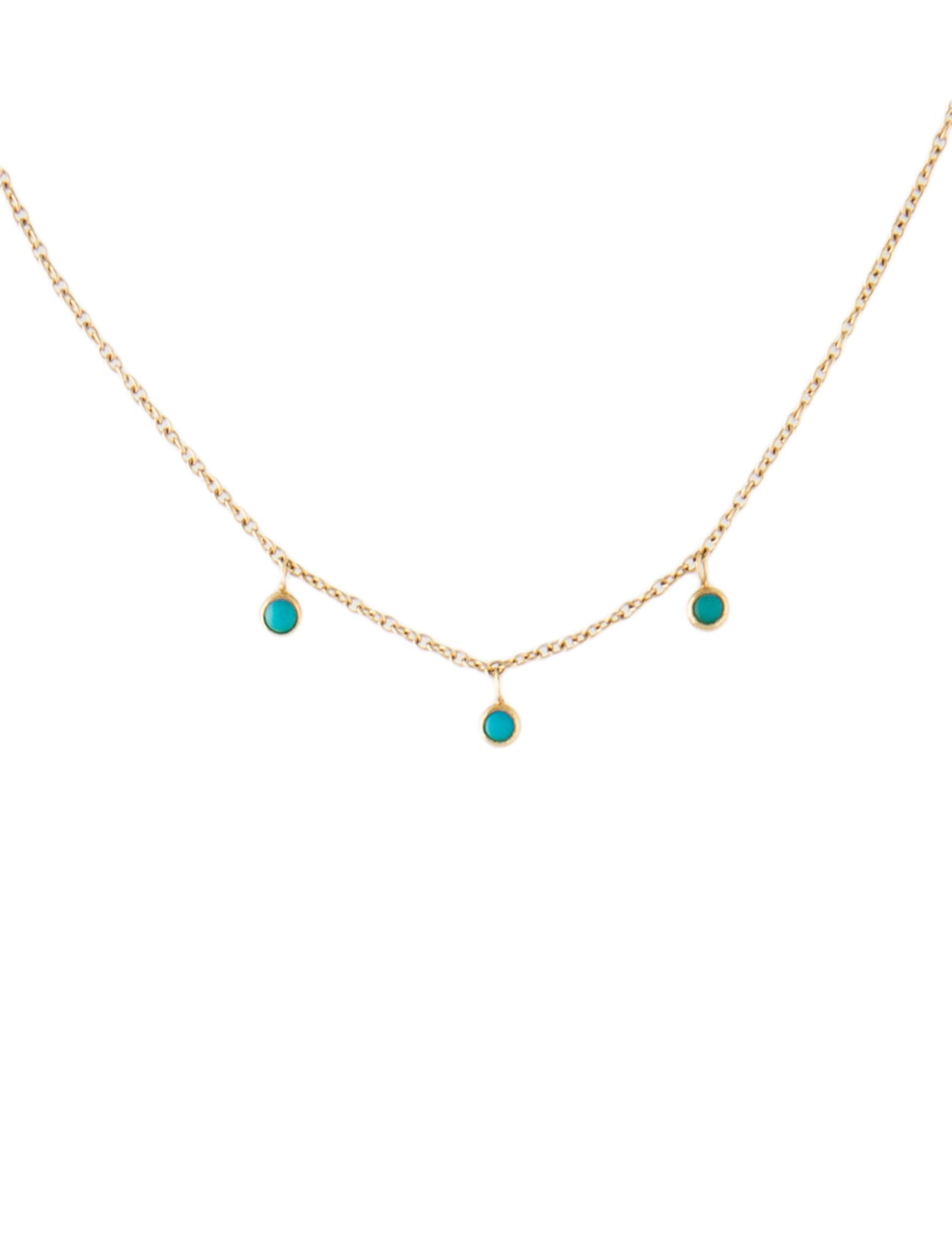 Jennifer Meyer Turquoise Mini Bezel Dangle Necklace