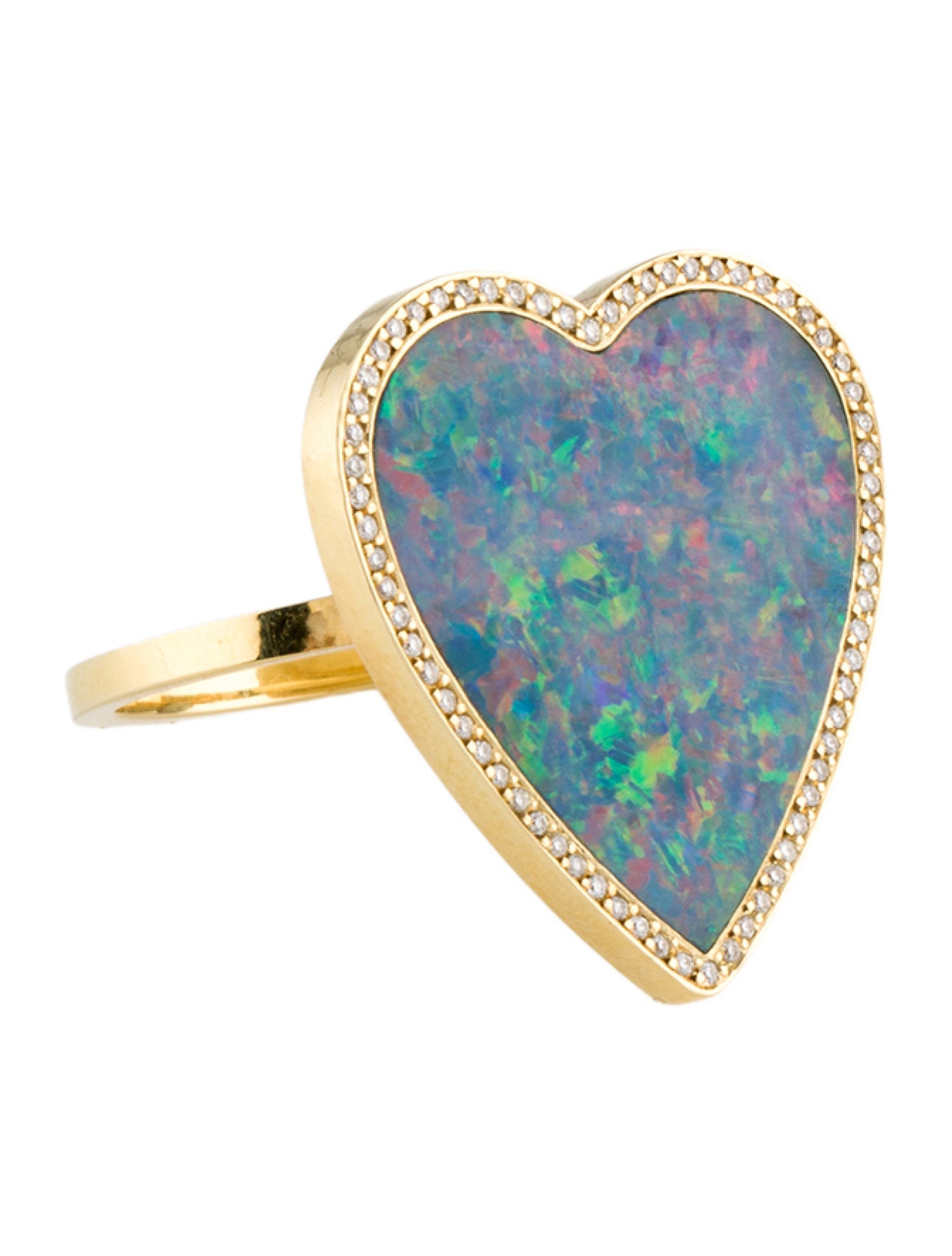 Jennifer Meyer Opal & Diamond Heart Cocktail Ring