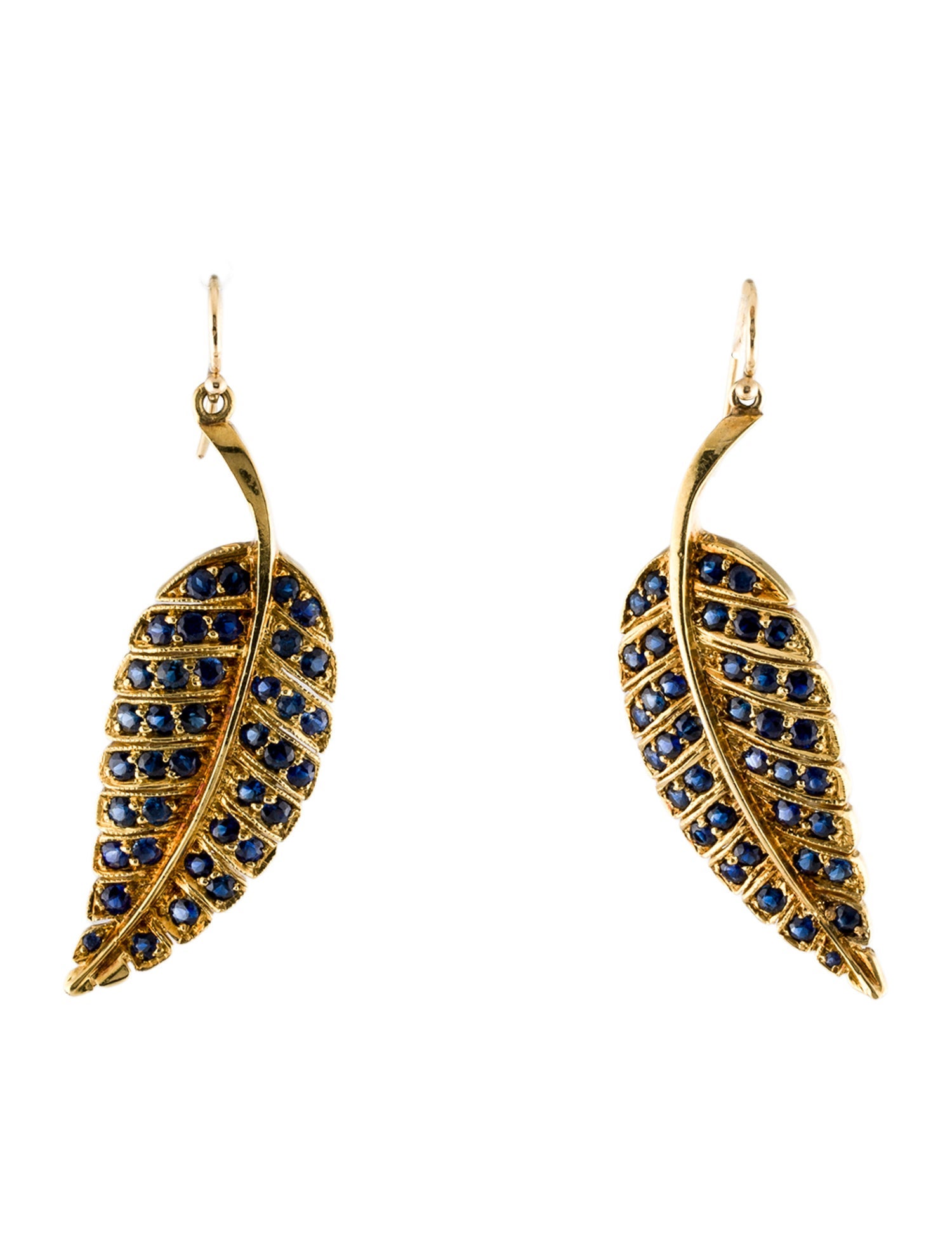 Jennifer Meyer 18K 3.63ctw Sapphire Leaf Earrings
