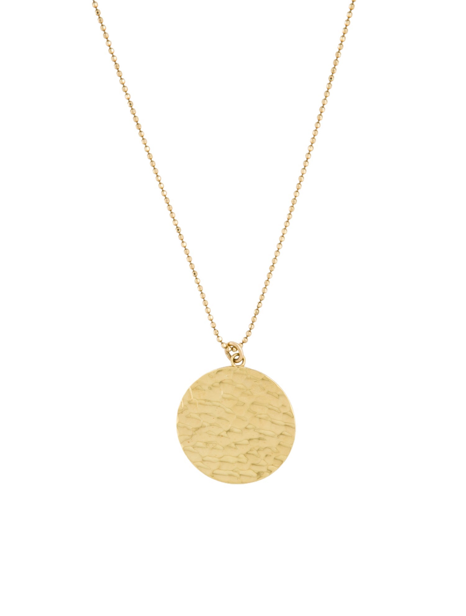 Jennifer Meyer 18K Hammered Disc Pendant Necklace