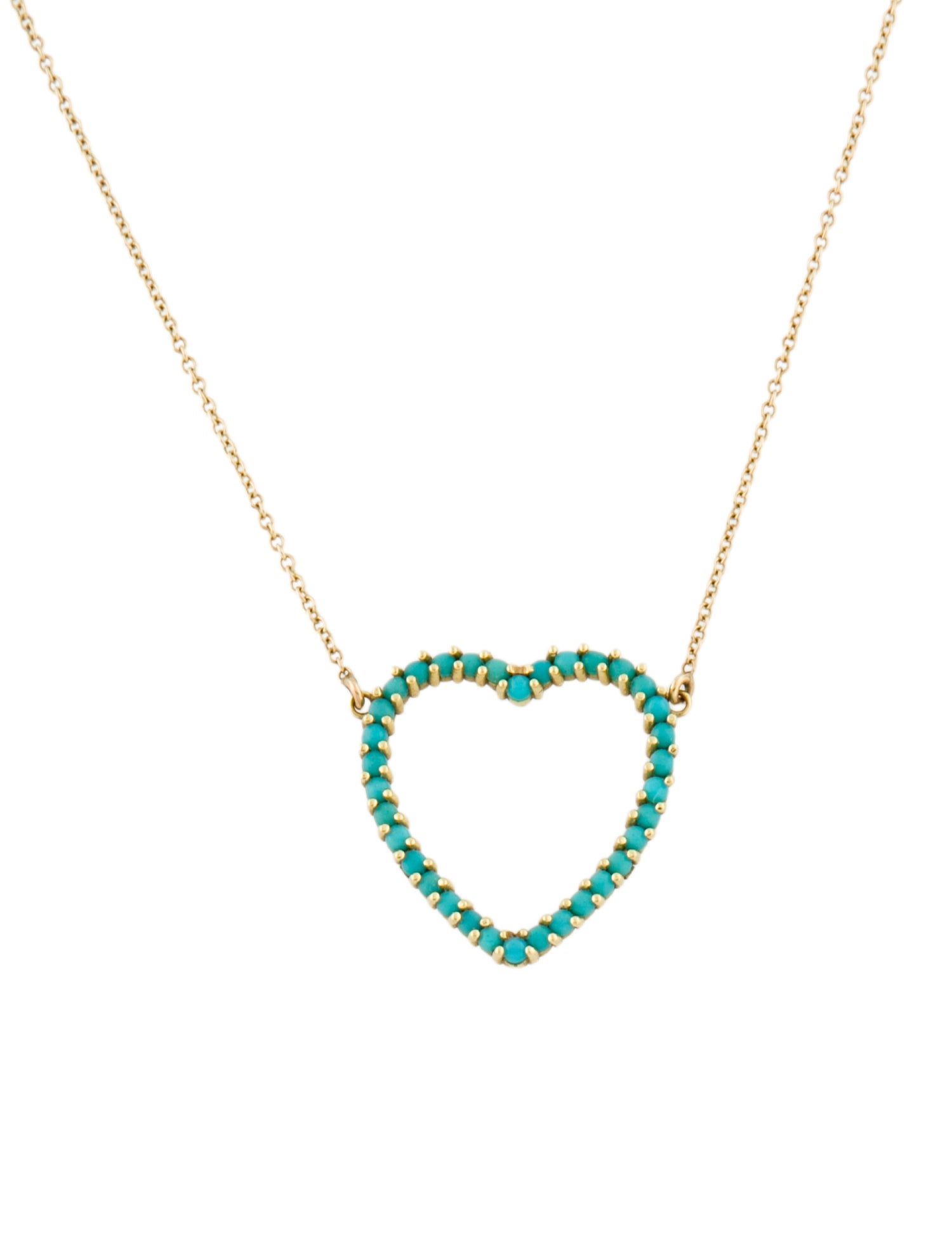 Jennifer Meyer 18K Turquoise Heart Pendant on 14K Chain Necklace