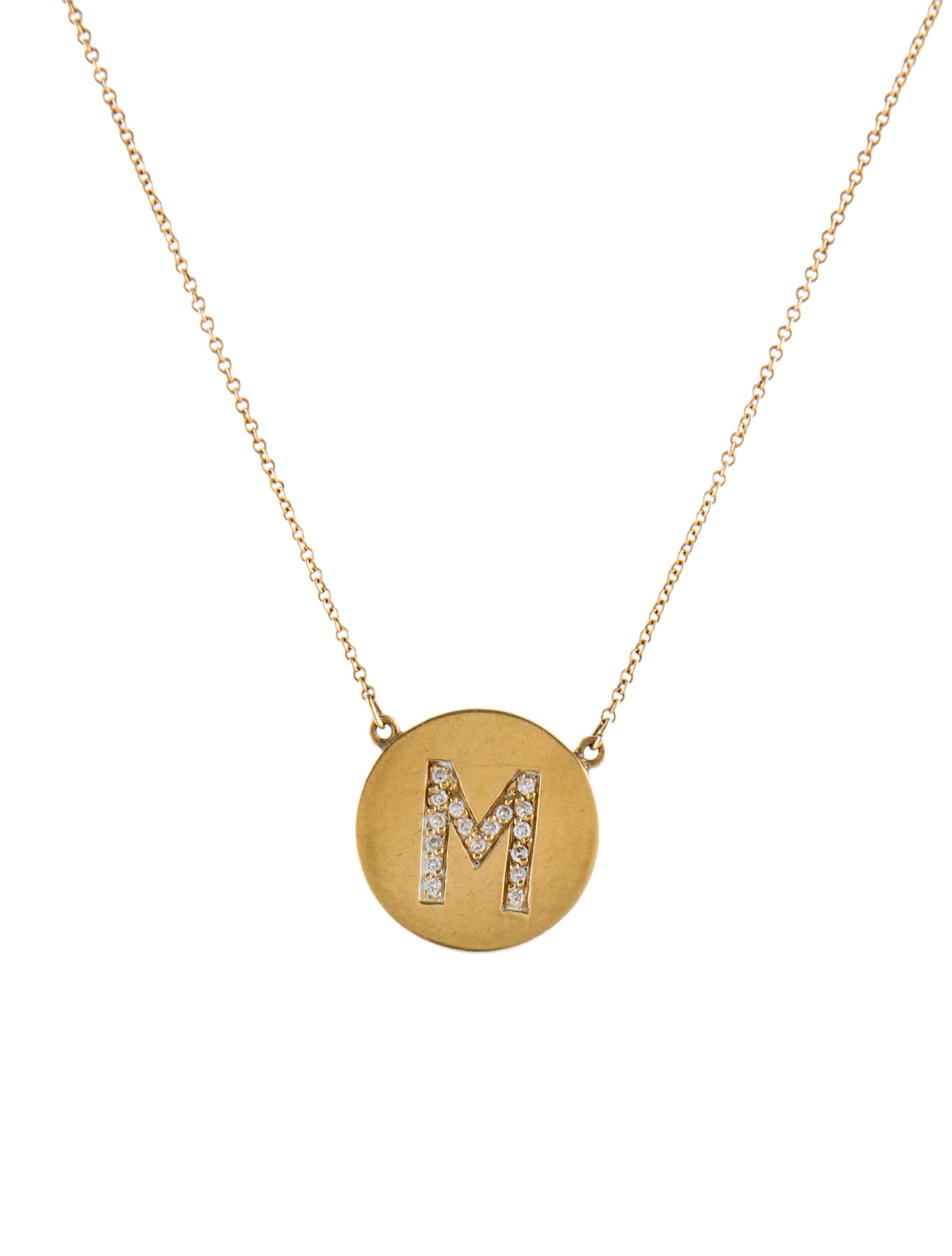 Jennifer Meyer 14K Diamond Letter "M" Disc Necklace