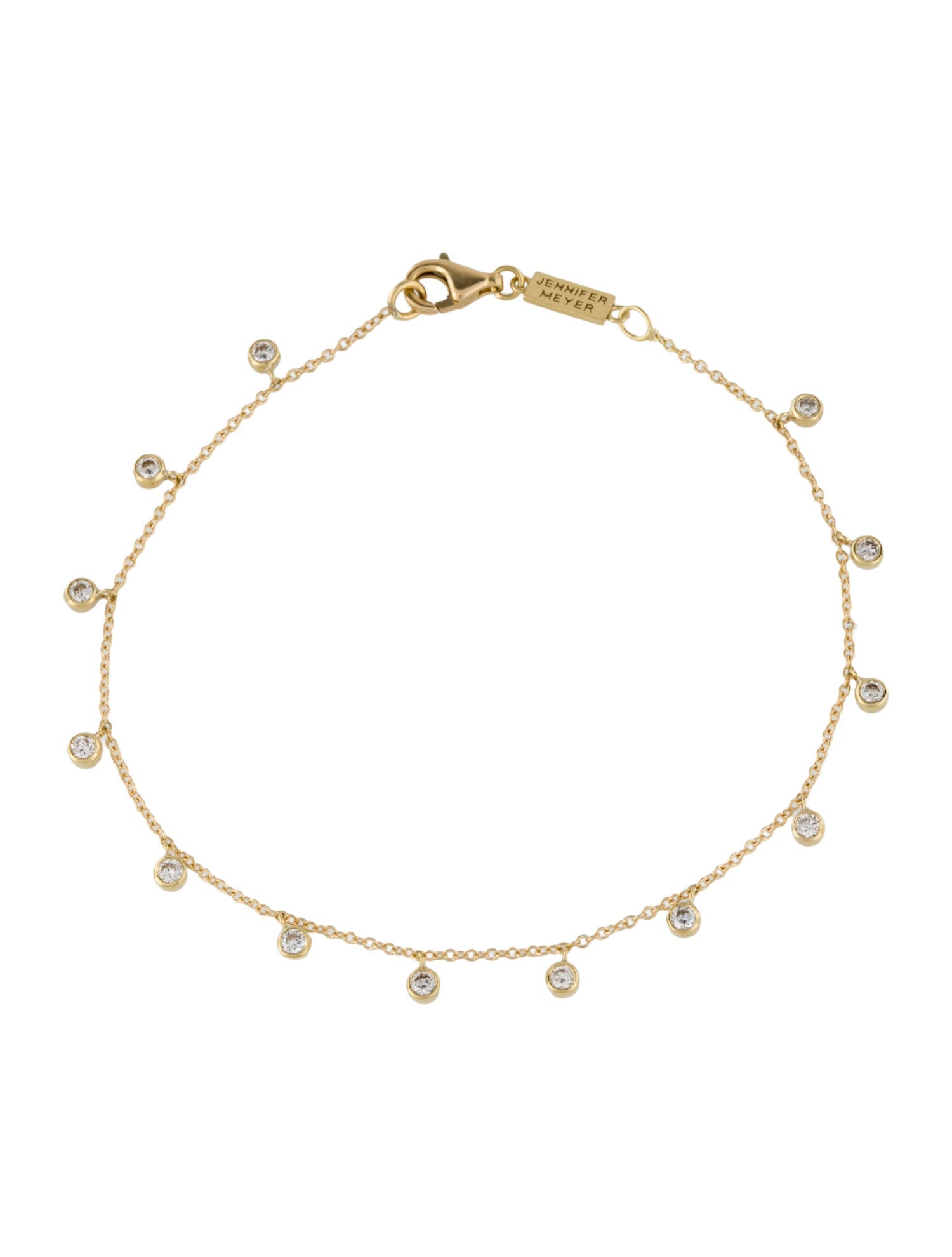 Jennifer Meyer 18K Diamond Mini Bezel Dangle Bracelet