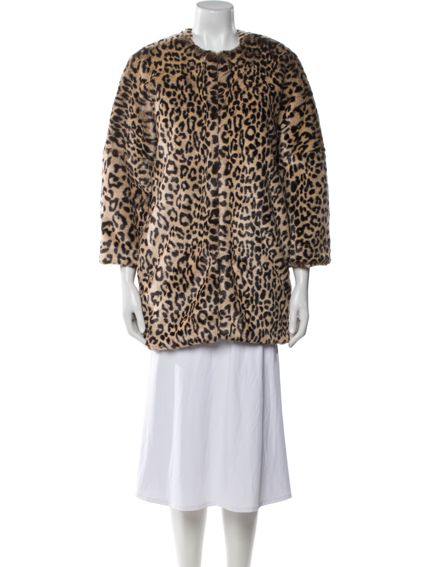 Jennifer Meyer Faux Fur Animal Print Faux Fur Coat