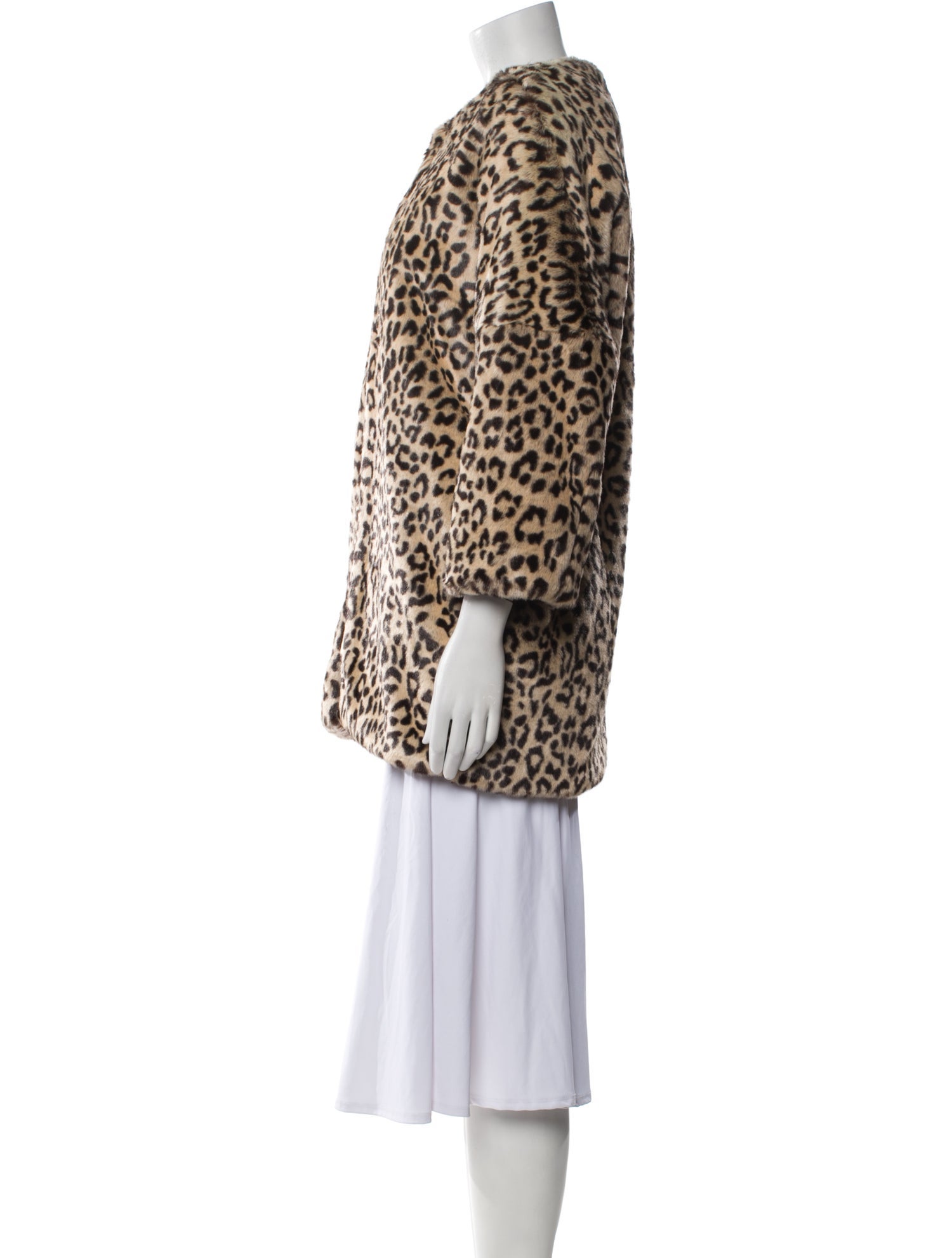 Jennifer Meyer Faux Fur Animal Print Faux Fur Coat
