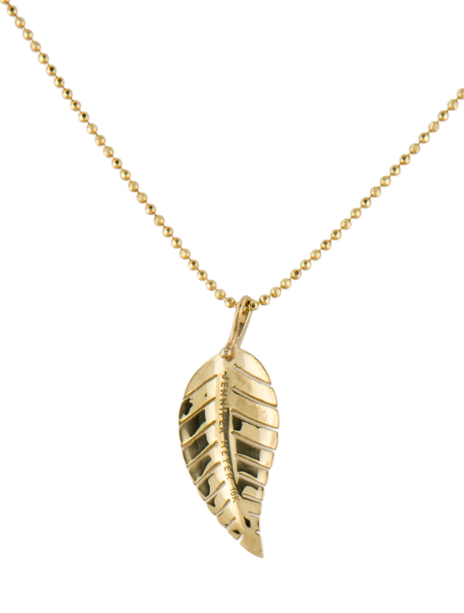 Jennifer Meyer 18K Small Leaf Pendant Necklace