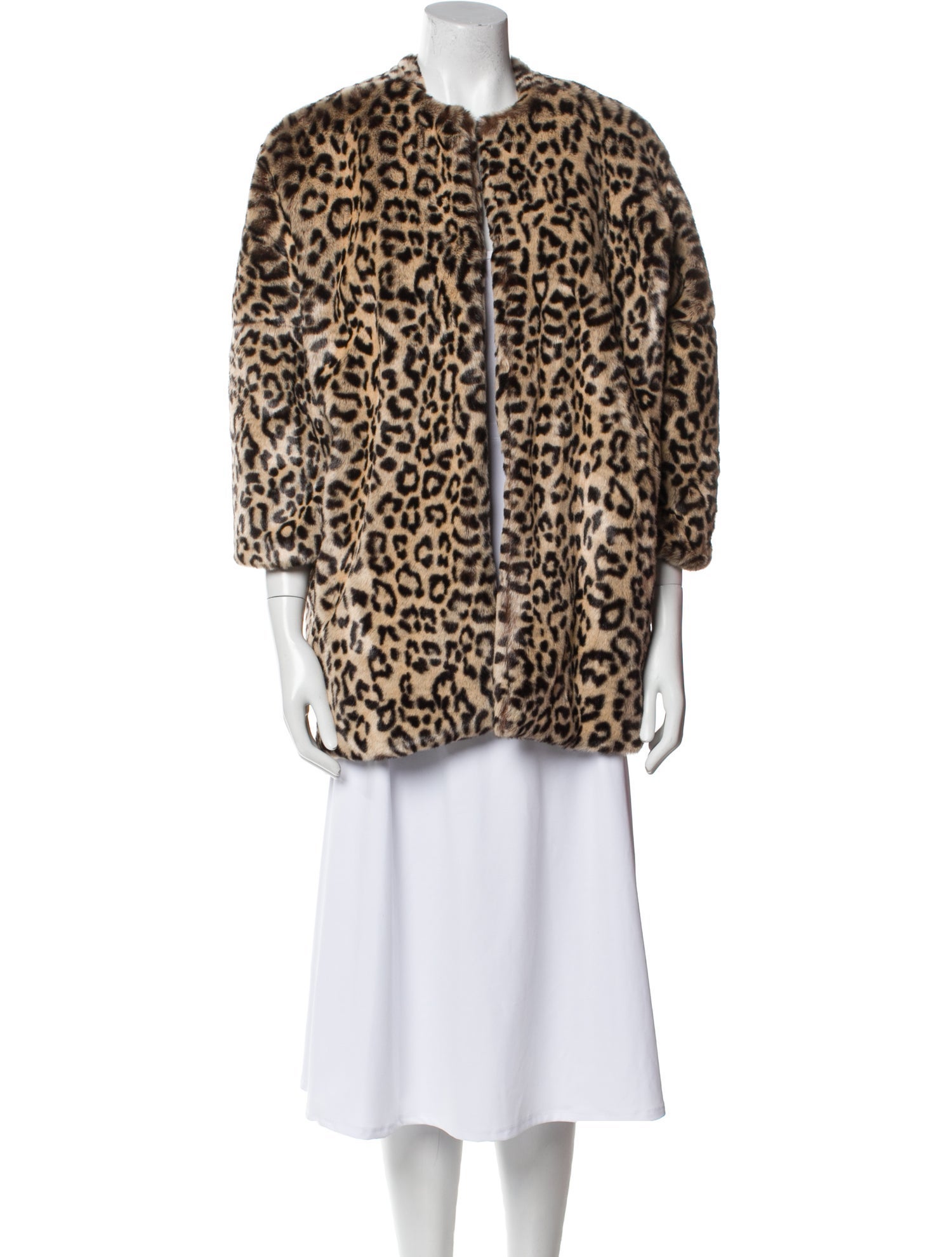 Jennifer Meyer Faux Fur Animal Print Faux Fur Coat
