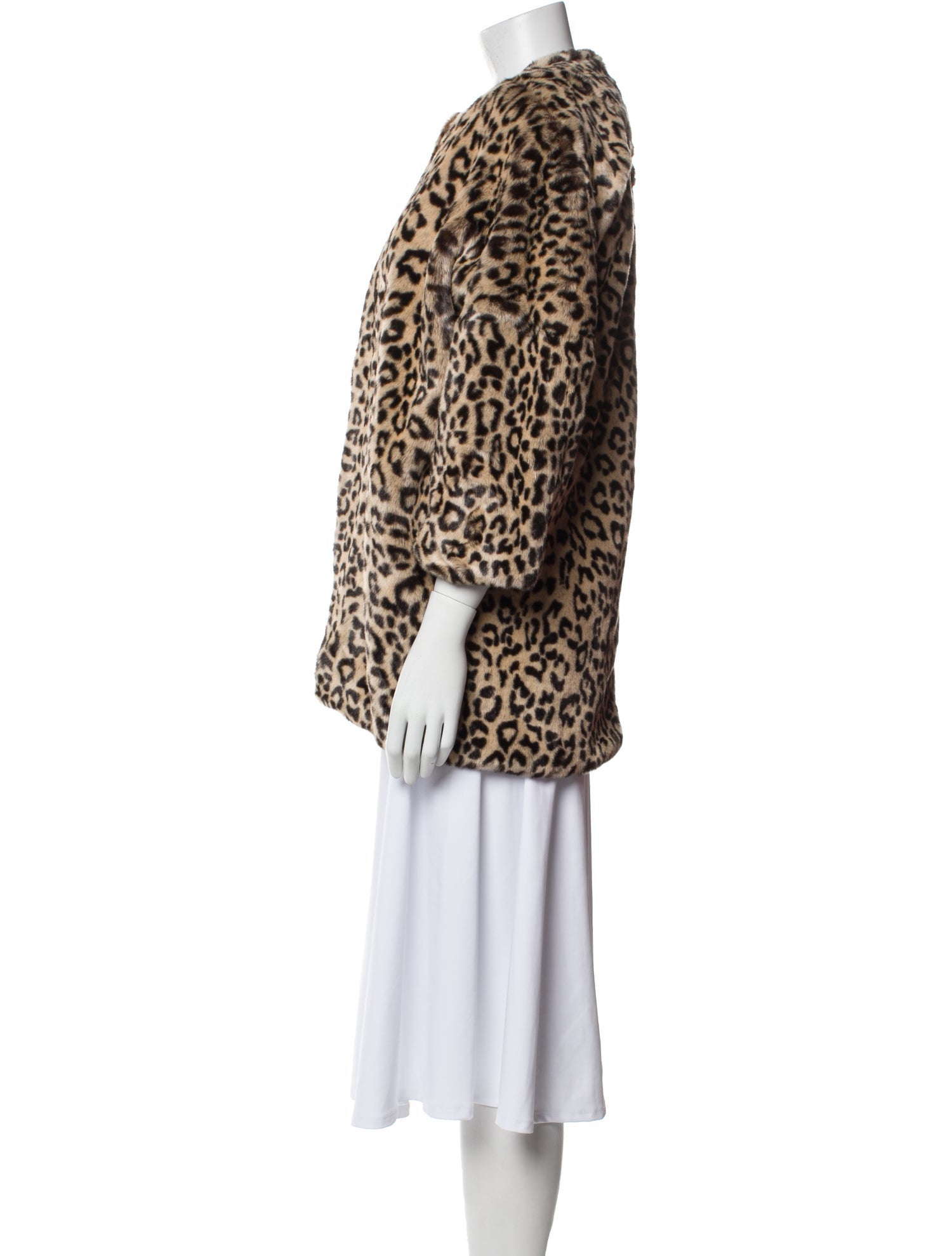 Jennifer Meyer Faux Fur Animal Print Faux Fur Coat